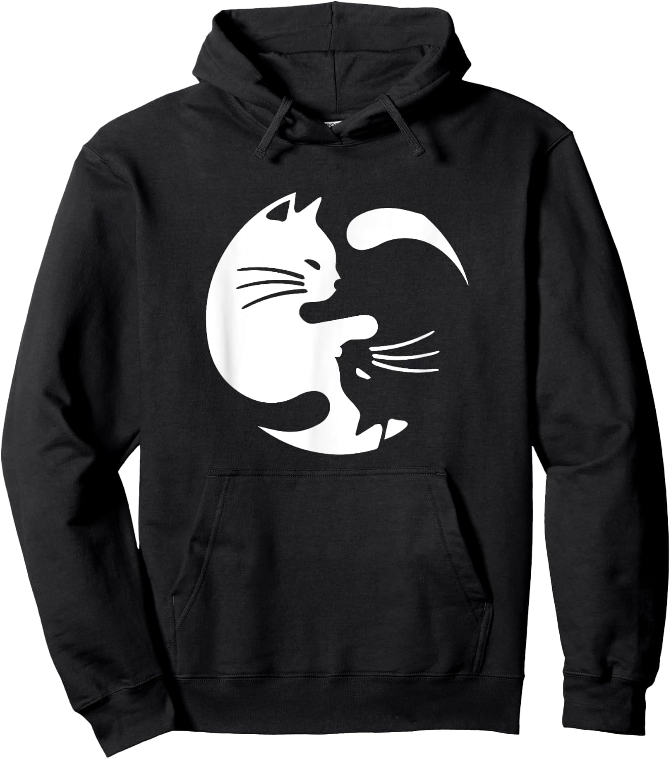 Cute Yin & Yang Cats Yoga Peace Lover Cat Lover Graphic Hoodie - Hoodie | Black