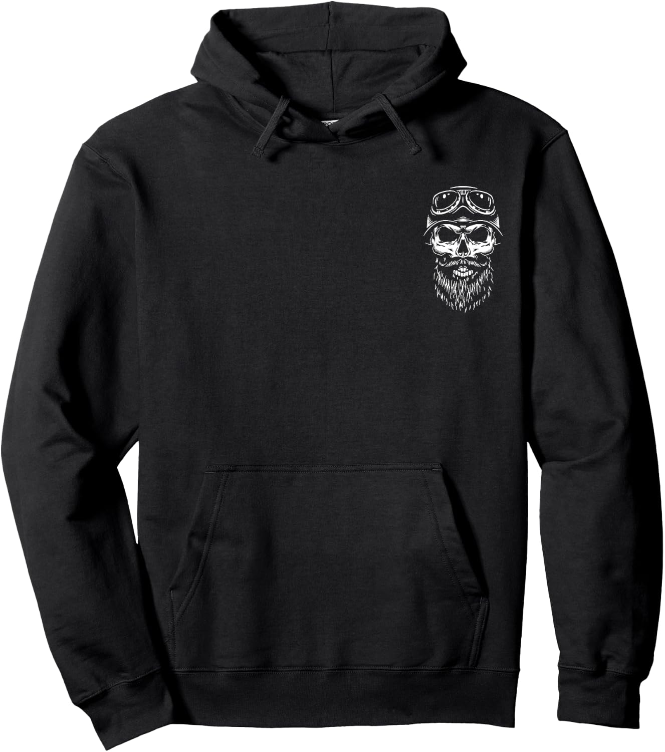 Forever Two Wheels Biker Skull with Beard Motorcycle Design Hoodie - Hoodie | Black