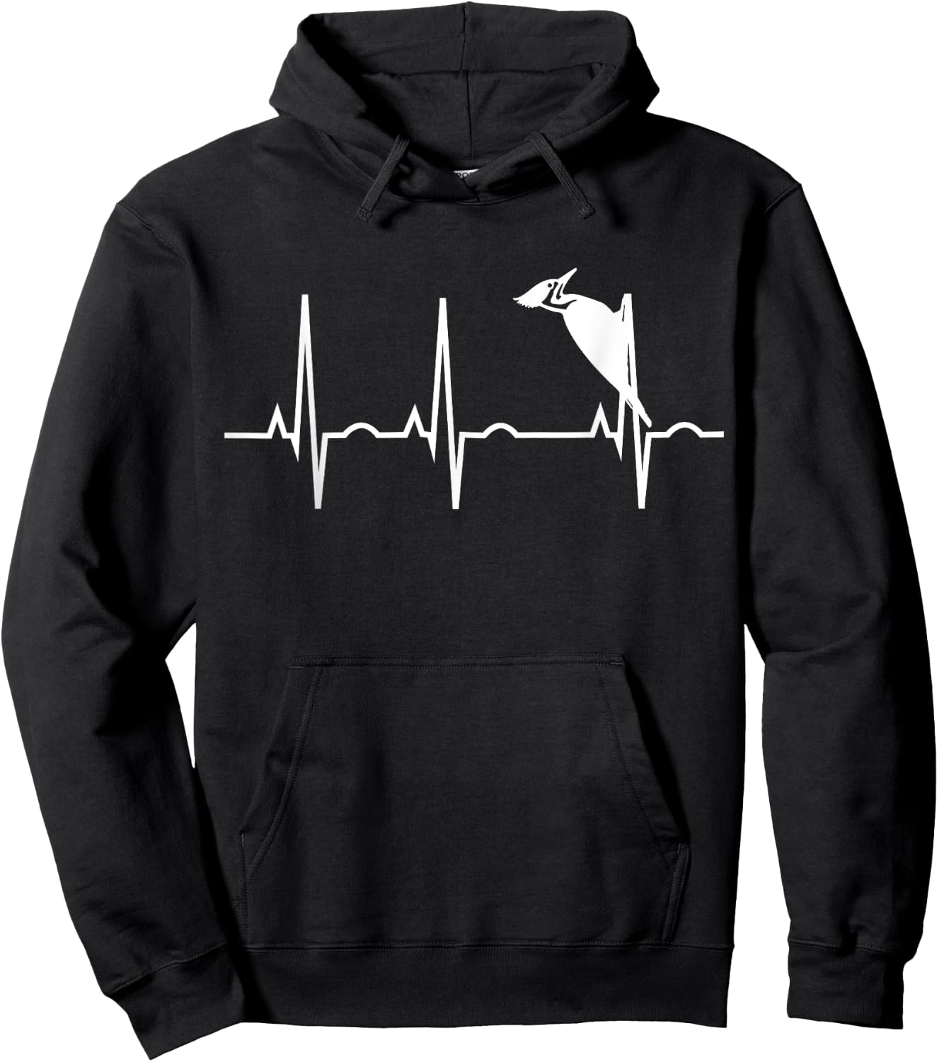 Pileated Woodpecker Shirt - Bird Lover Heartbeat Gift Hoodie - Hoodie | Black