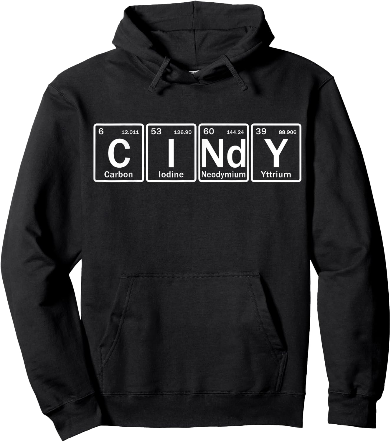 Cindy Name Personalized in Periodic Table Elements Hoodie - Hoodie | Black
