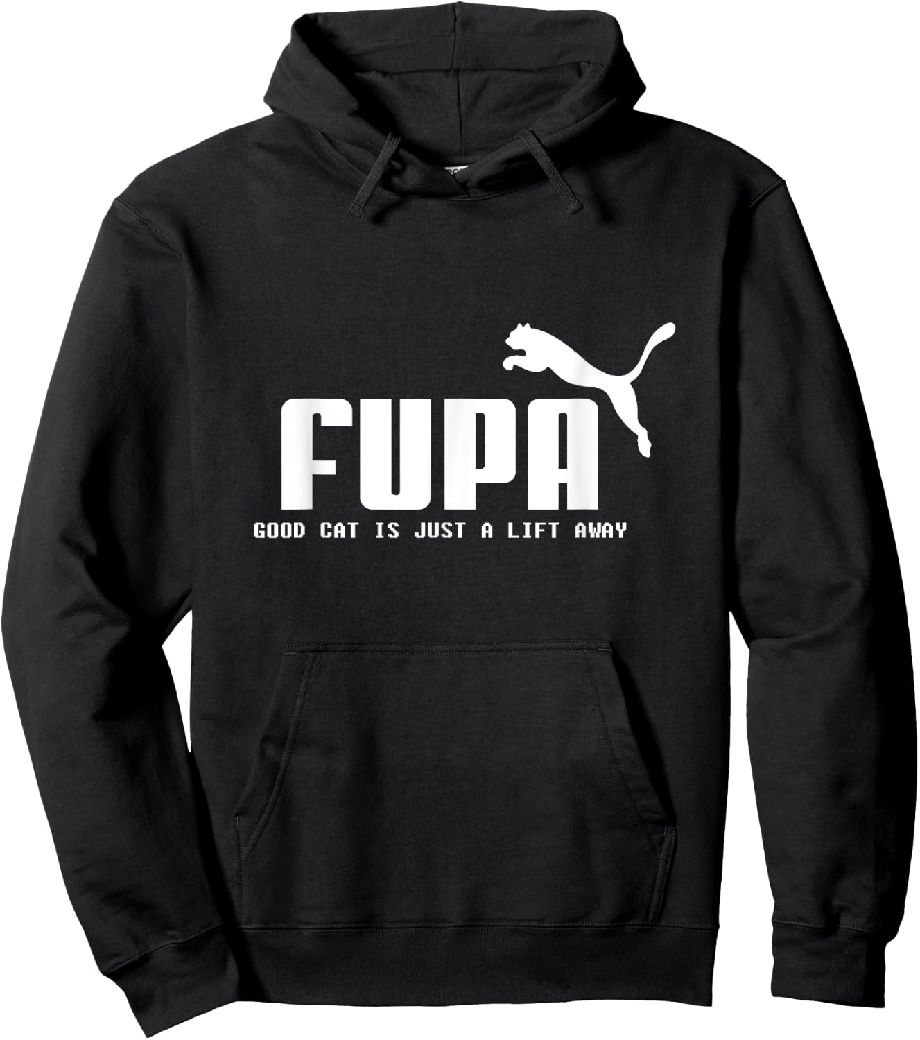 FUPA Good Cat is Just A Lift Away Funny Running Men Women Girls Kids Hoodie - Hoodie | Black