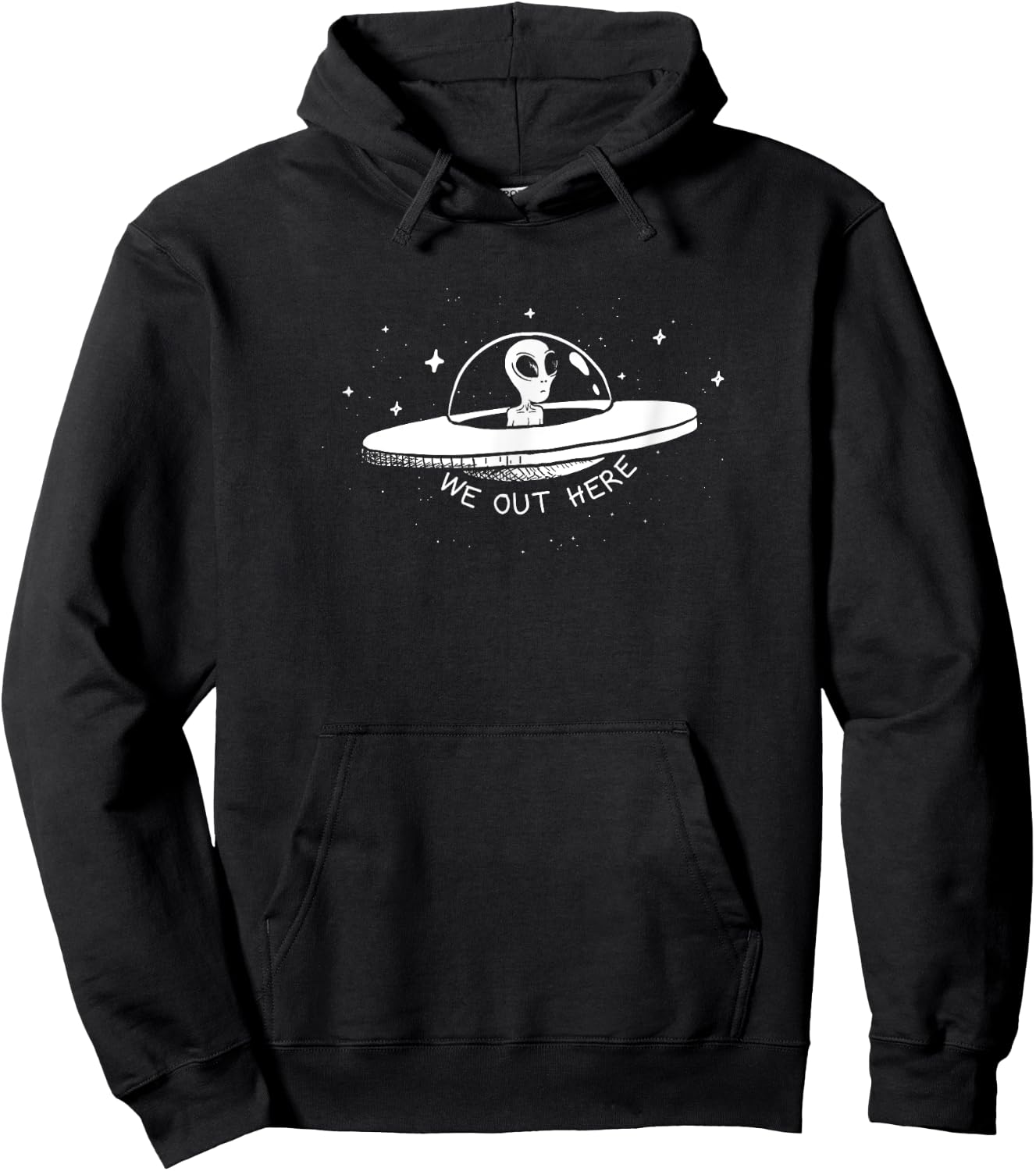 We Out Here Alien Flying Saucer Hoodie - Hoodie | Black