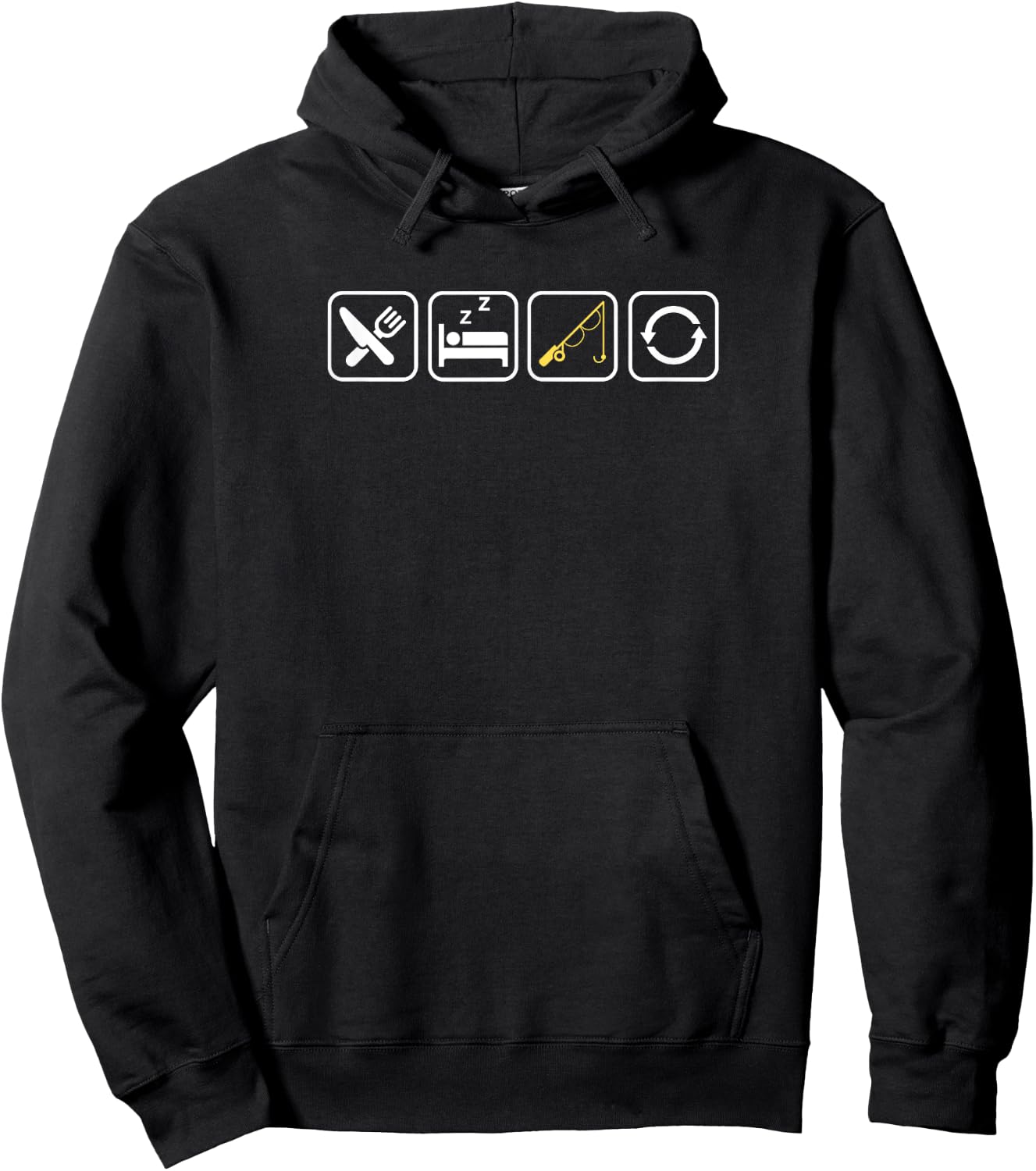 Eat Sleep Fish Repeat Funny Fishing Hoodie - Hoodie | Black