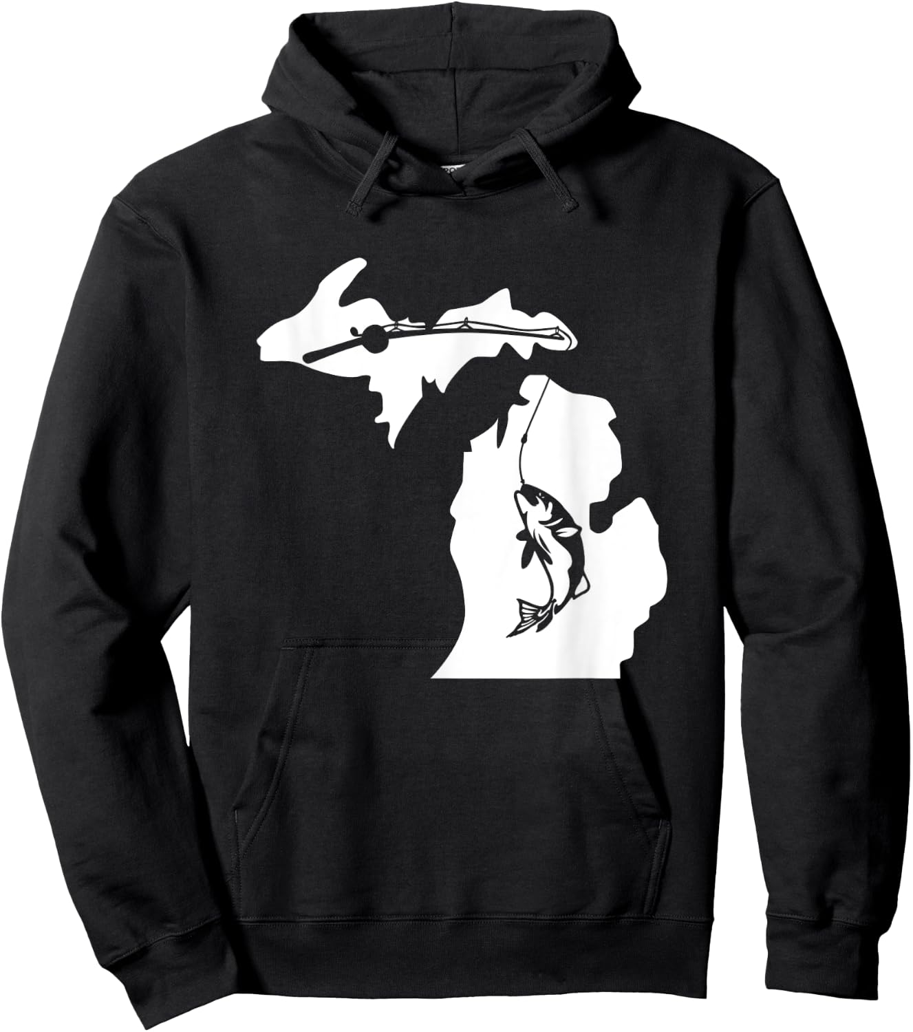 Cute Michigan Fishing Bass Home State Midwest Up North Retro Hoodie - Hoodie | Black