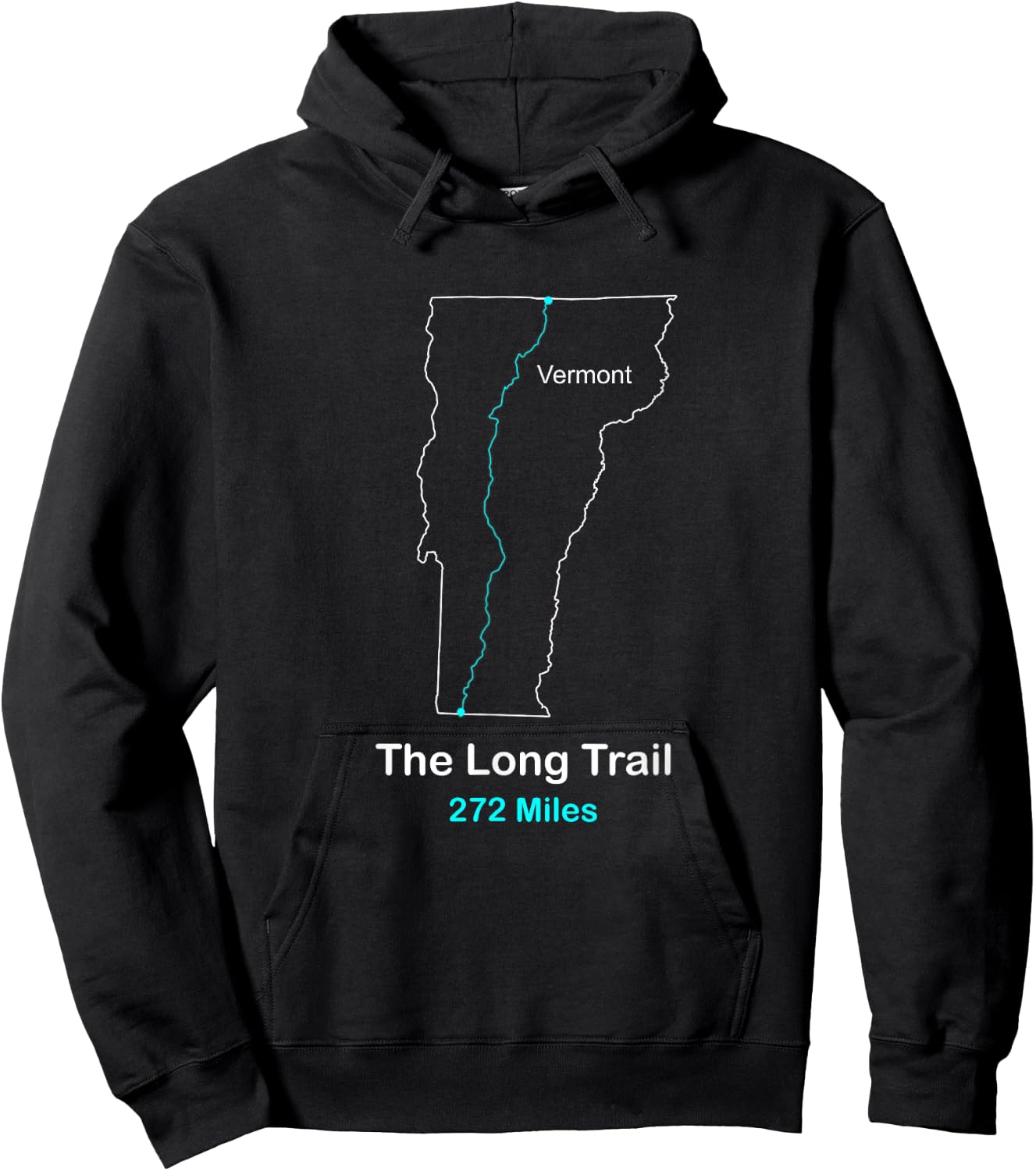 The Long-Trail in Vermont Route Map Hoodie - Hoodie | Black