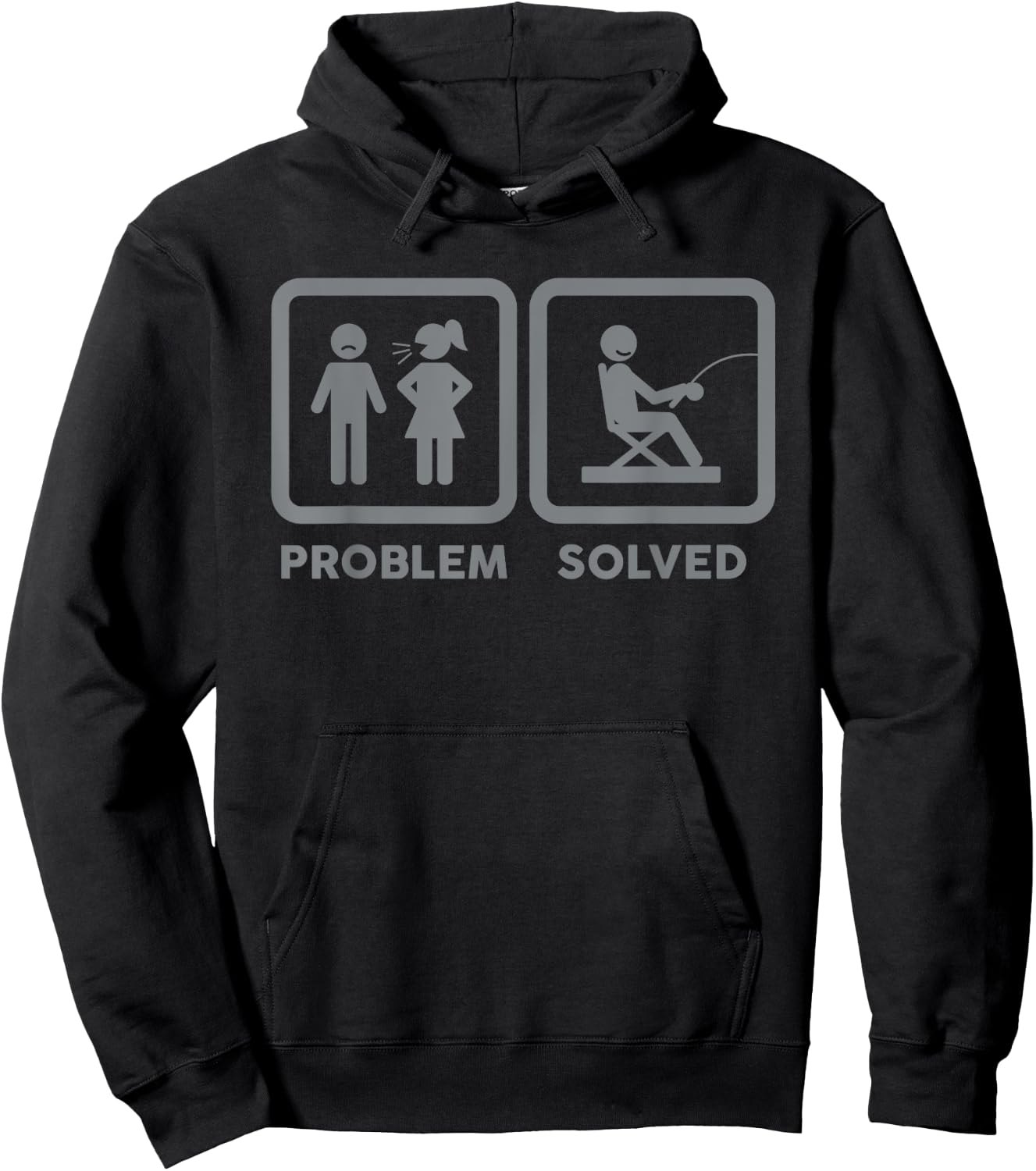 Yelling Wife Problem Solved Funny Fishing Lover Gag Gift Men Hoodie - Hoodie | Black