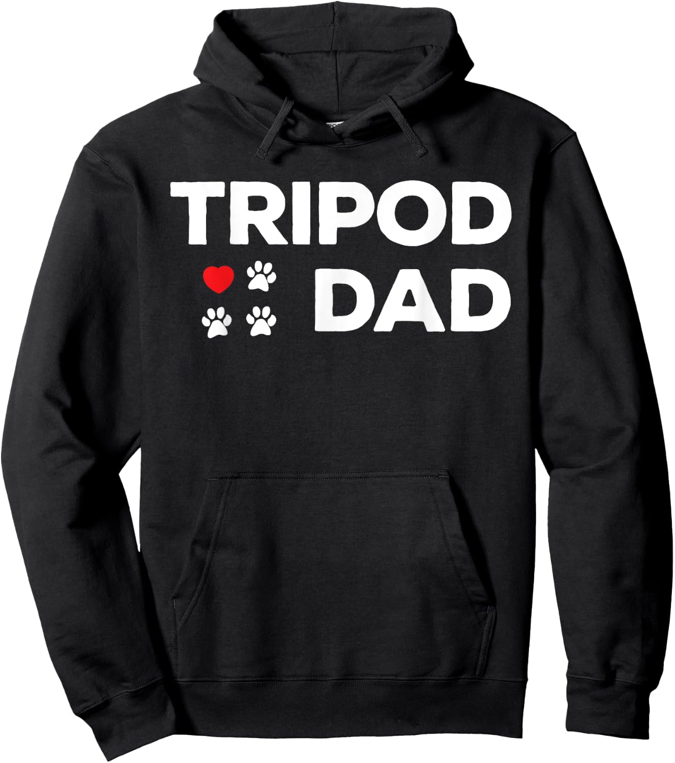 Tripod Dad 3-Legged Dog Paw Amputee Love and Hearts Men Hoodie - Hoodie | Black