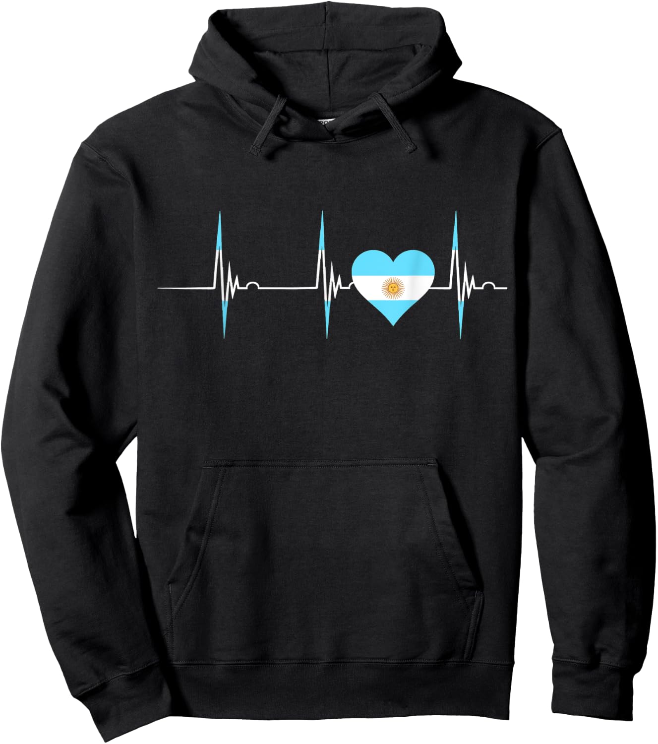 Argentina Heart Argentinian Heartbeat EKG Pulse Argentine Hoodie - Hoodie | Black