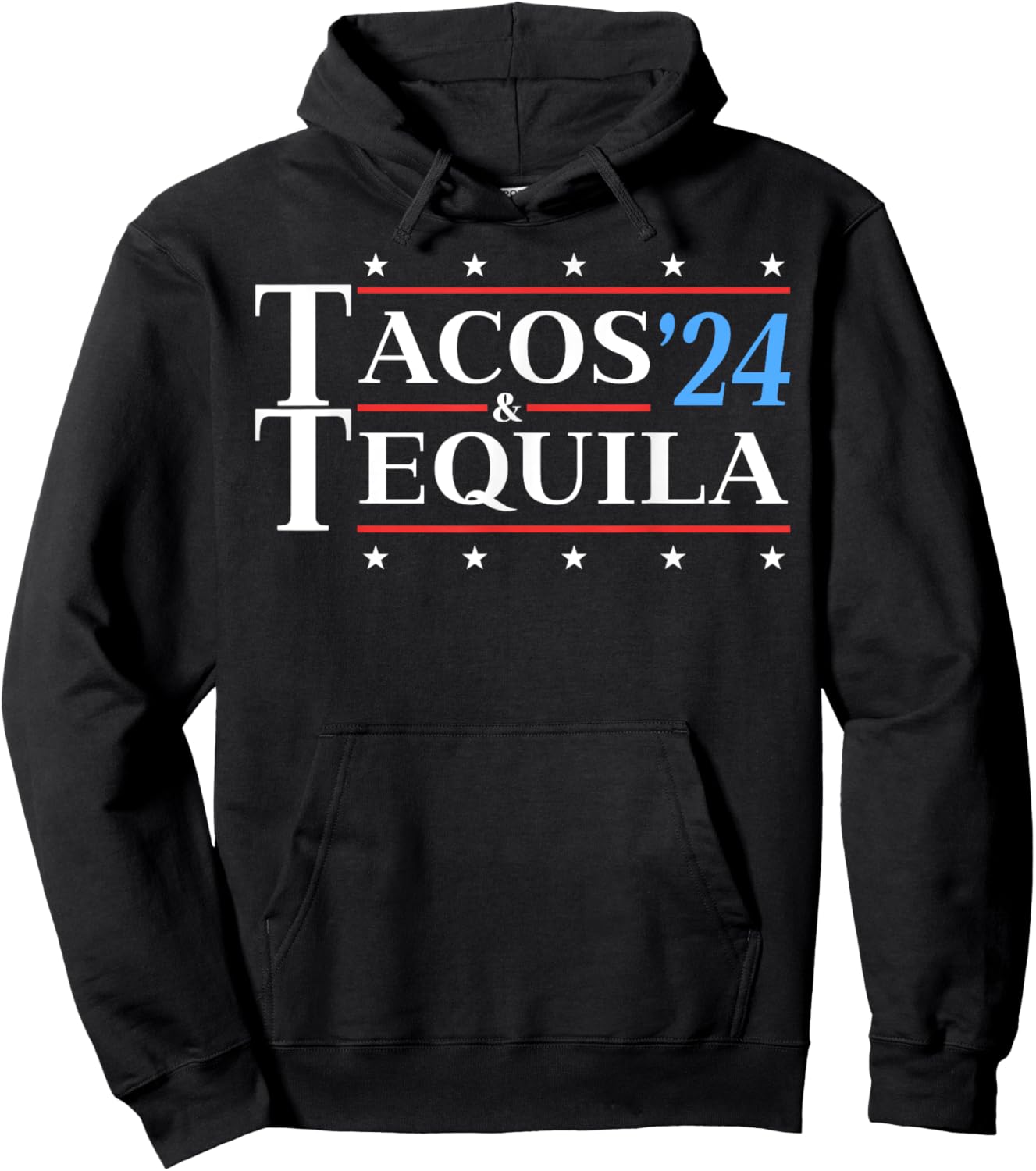 Tacos & Tequila '24 Funny Presidential Election 2024 Parody Hoodie - Hoodie | Black