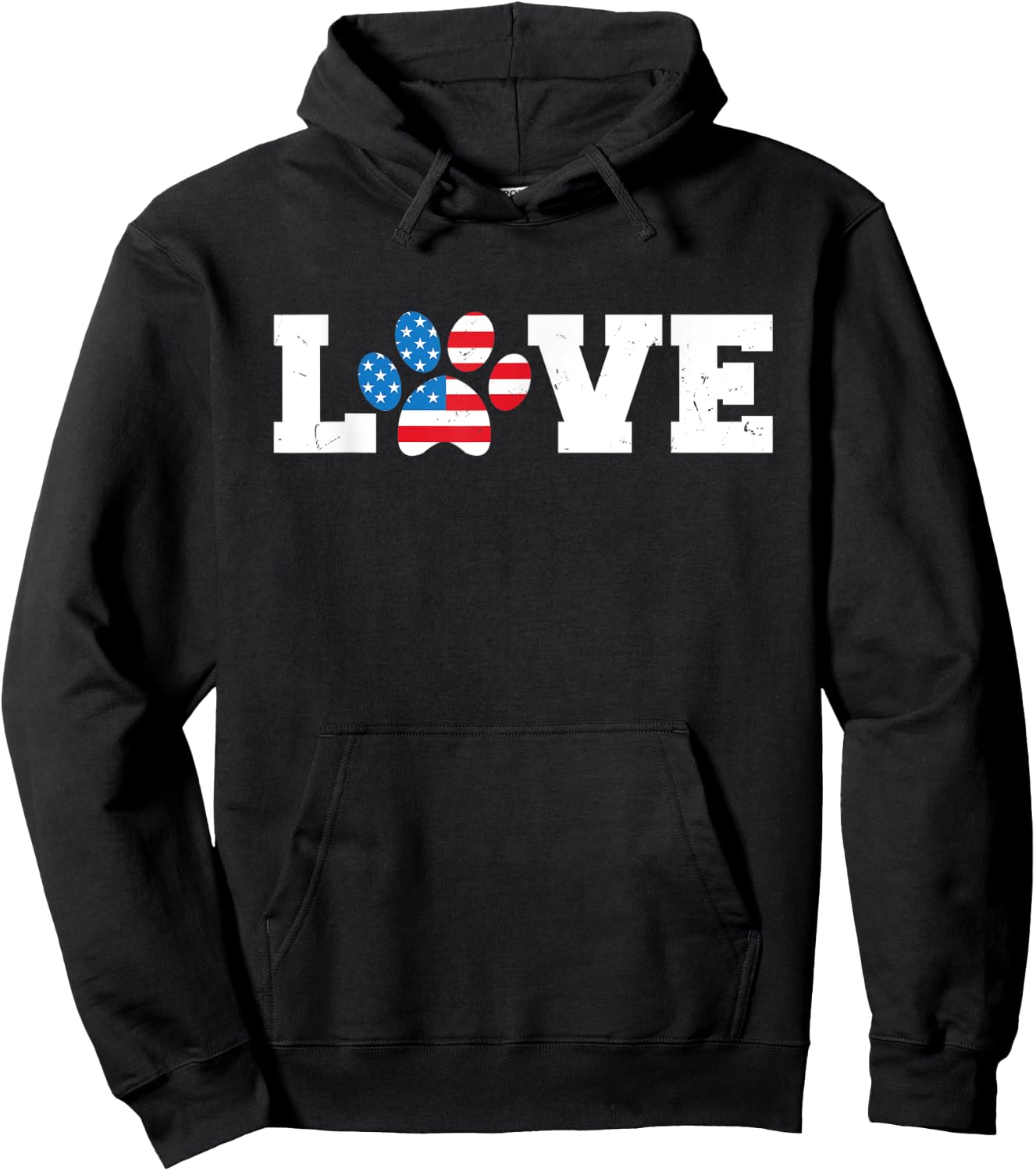 Vintage Love USA Dog Paw 4th of July Patriot Dogs Owner Gift Kids Men Hoodie - Hoodie | Black