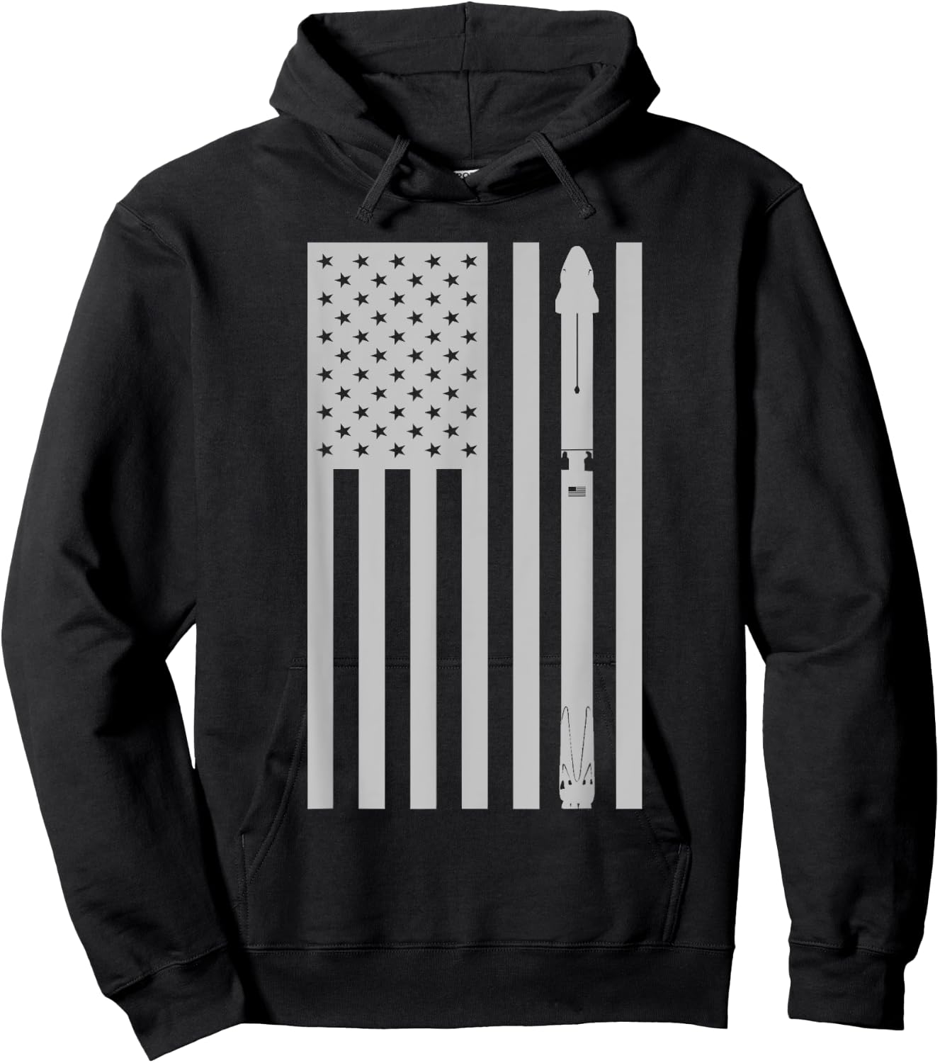 Falcon 9 Rocket with Dragon Crew Capsule Vintage Flag Design Hoodie - Hoodie | Black