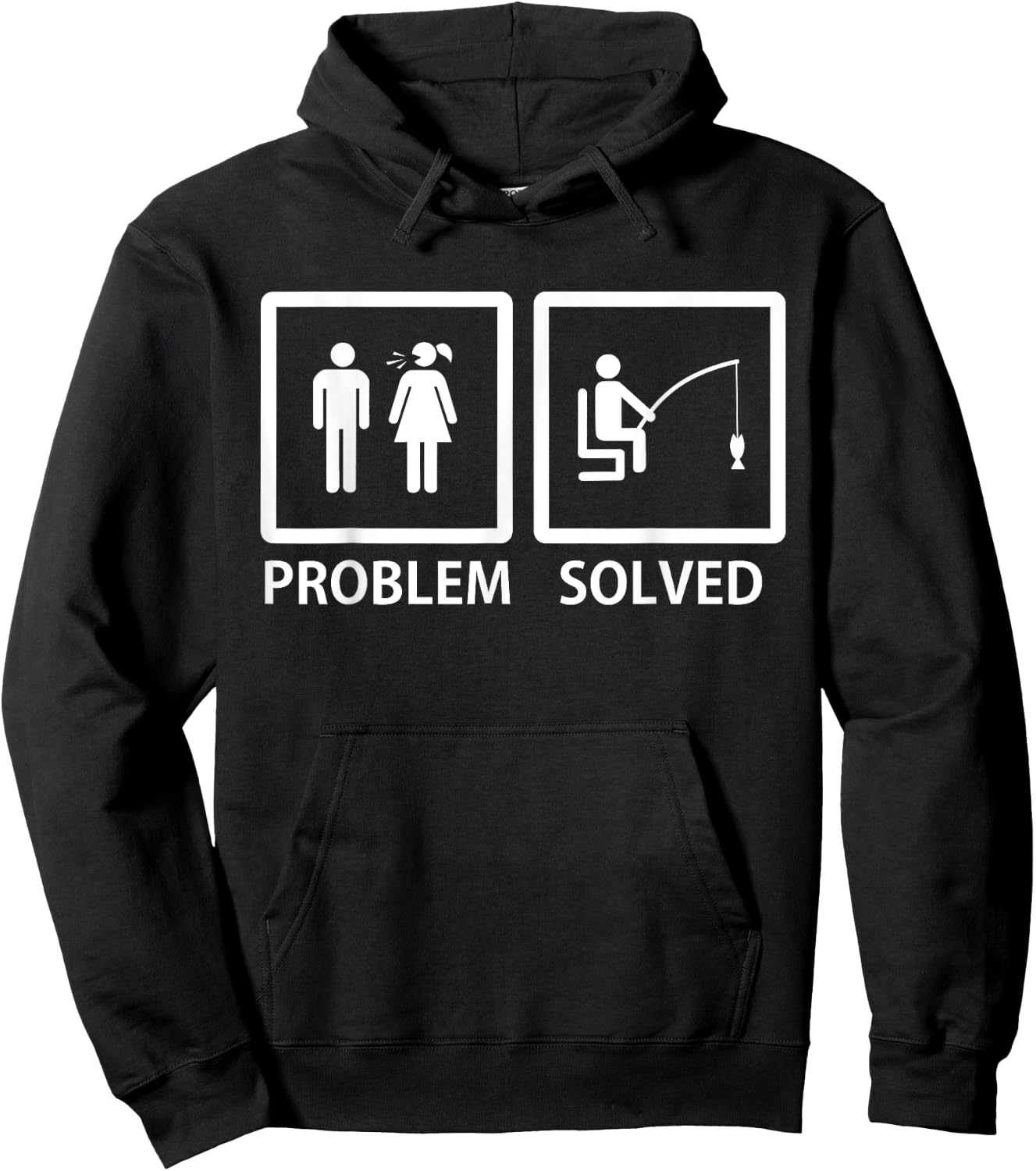 Yelling Wife Problem Solved Funny Fishing Lover Gag Gift Men Hoodie - Hoodie | Black