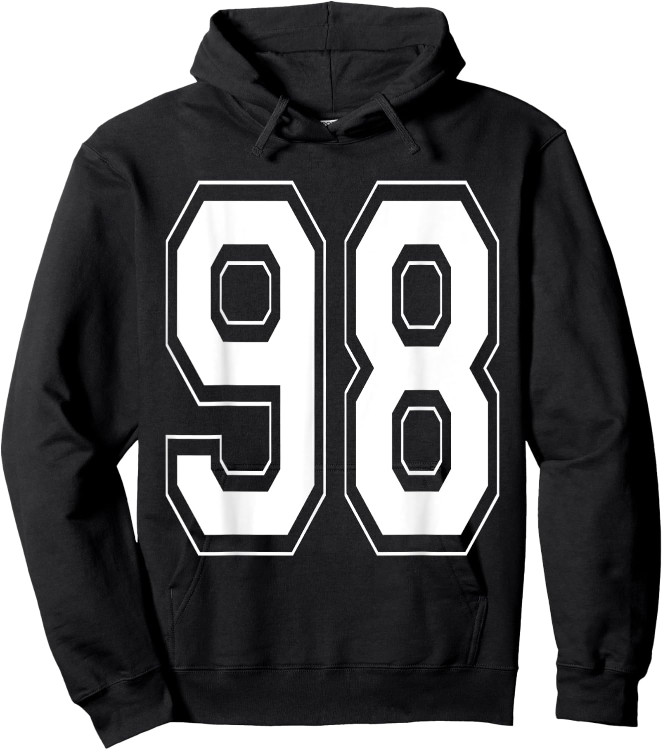 Number 98 Baseball Football Soccer Numbered Jersey Hoodie - Hoodie | Black