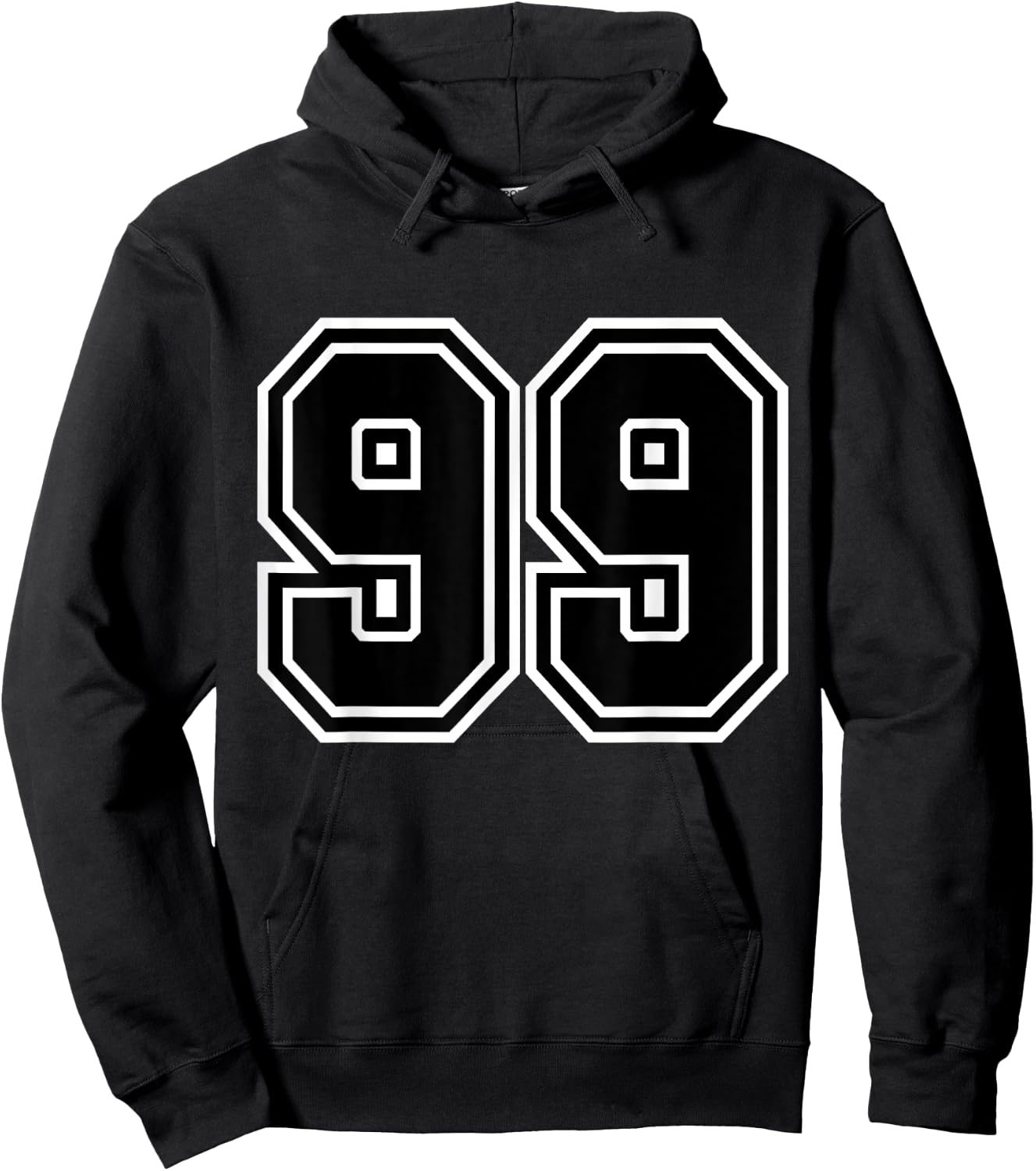 Number #99 Black Varsity Number Hoodie - Hoodie | Black