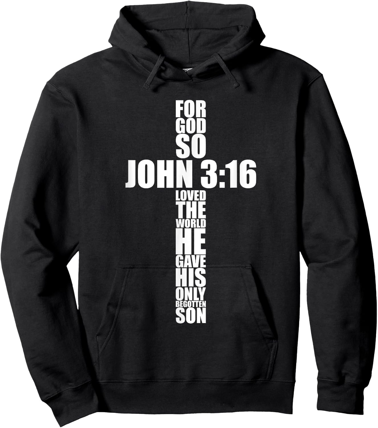 Christian Cross Gift Men Dad Husband Son Him John 3:16 Verse Hoodie - Hoodie | Black