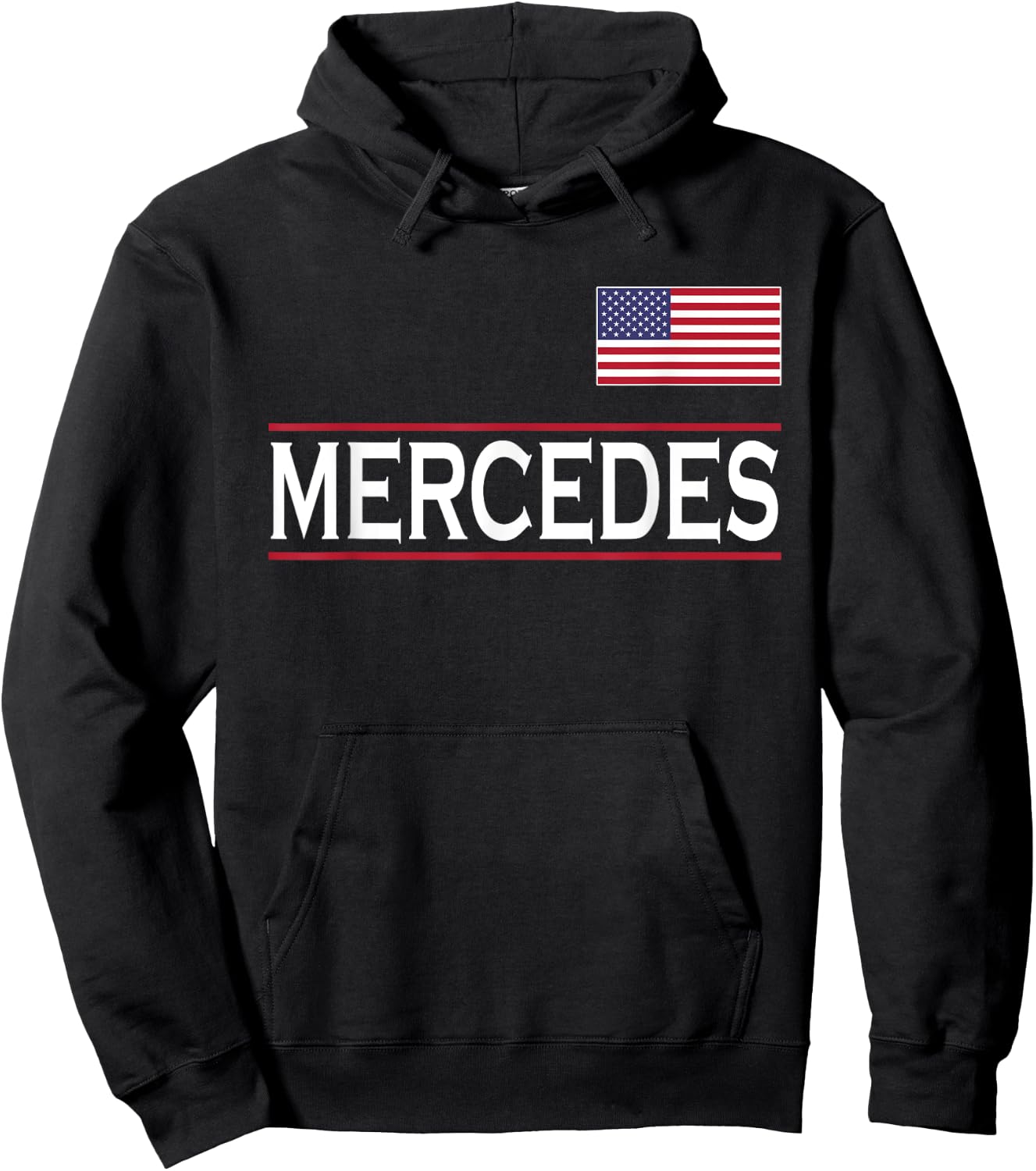USA American Flag Name Christmas Women Present MERCEDES Personalized Name Funny Birthday Gift Hoodie - Hoodie | Black