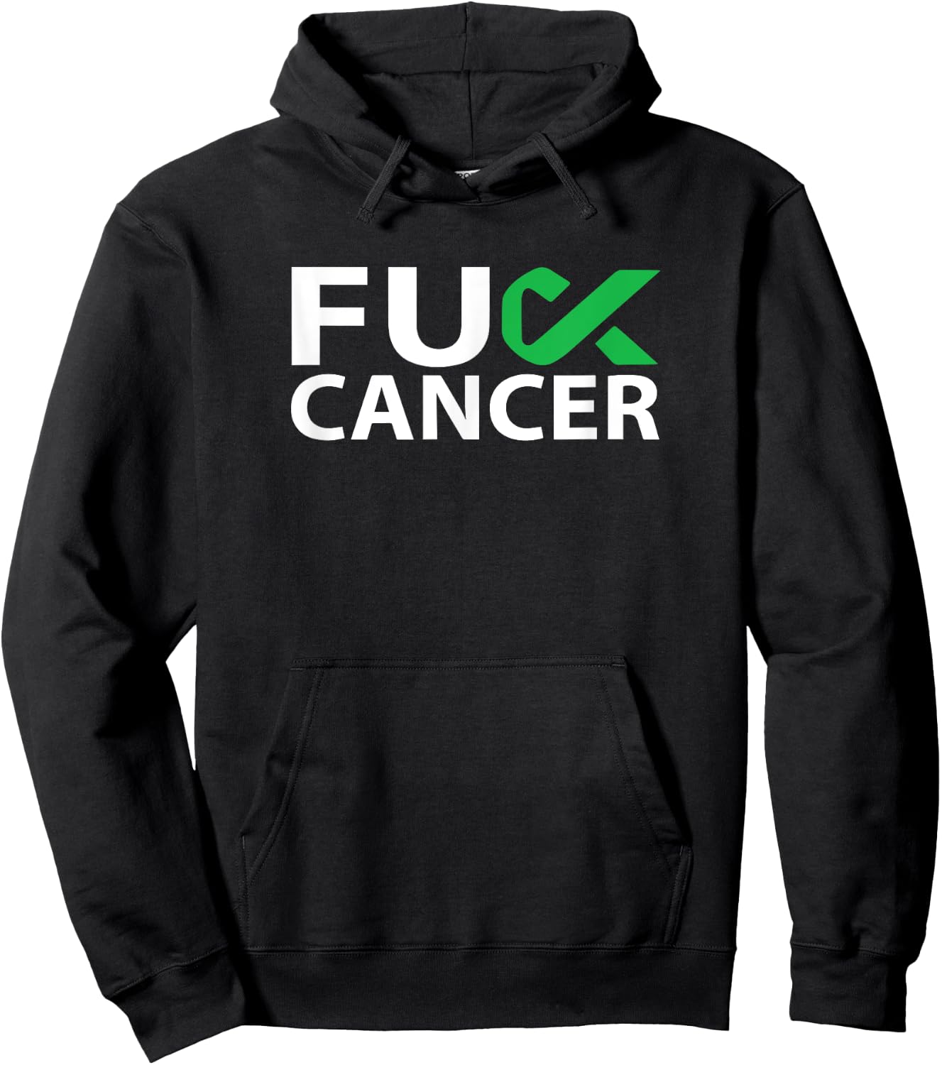 Fuck Liver Cancer F U FU Green Ribbon Cancer Awareness Hoodie - Hoodie | Black