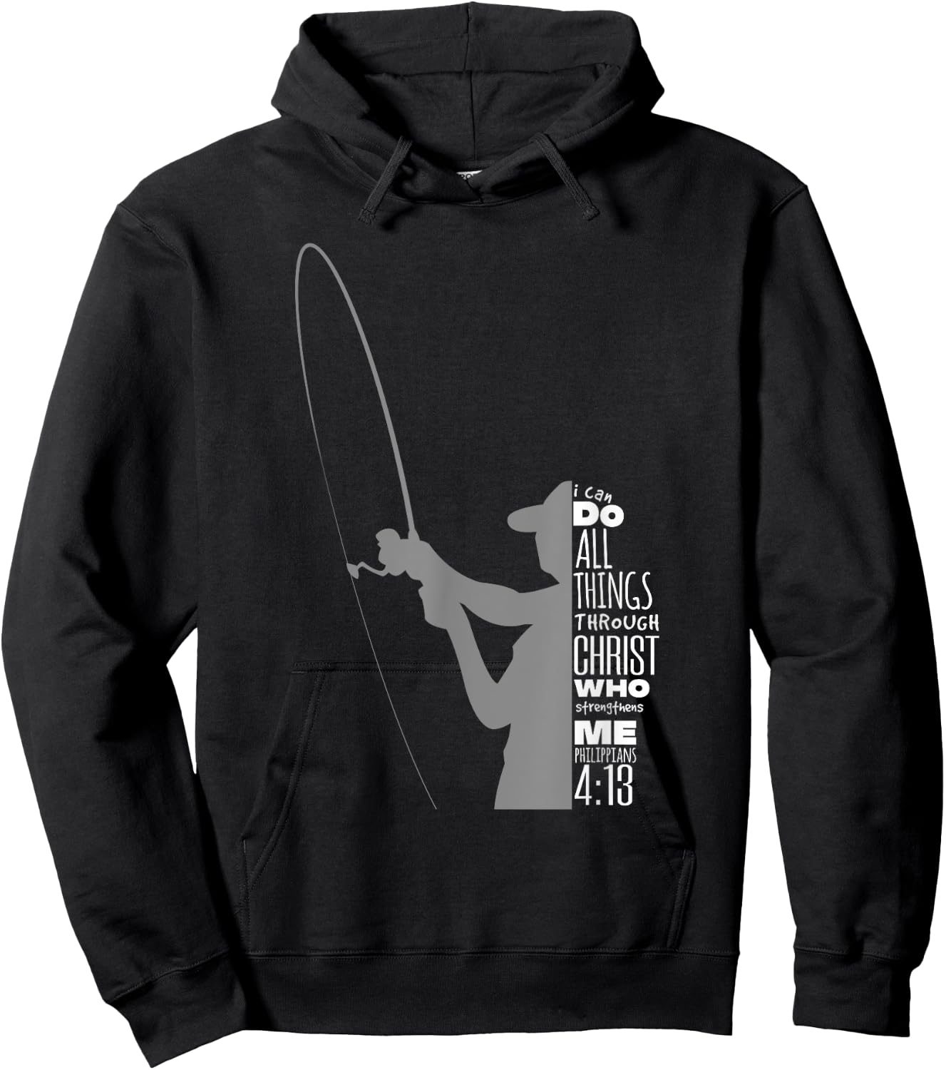 Philippians 4:13 Verses Fishing Funny Fisher Christian Gift Hoodie - Hoodie | Black