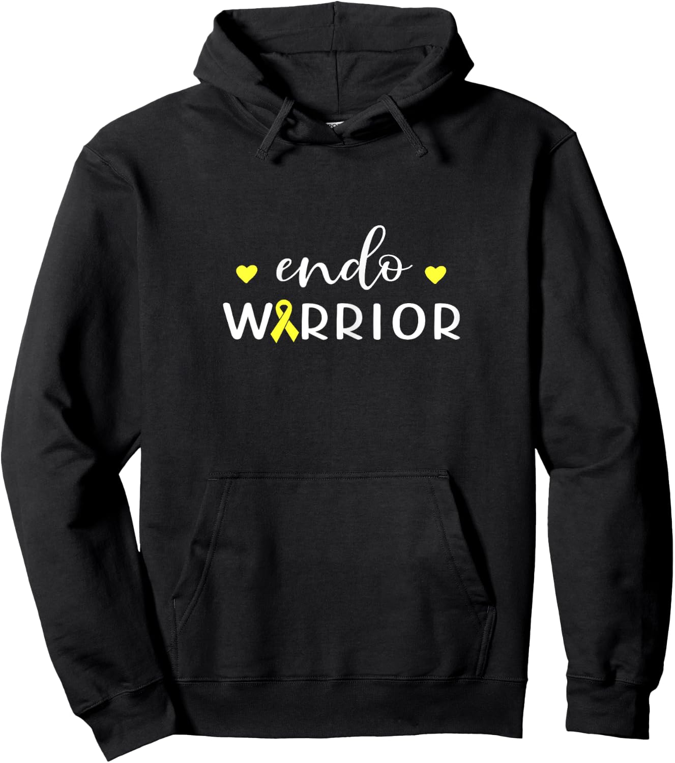Endo Warrior Yellow Ribbon Endometriosis Awareness Month Hoodie - Hoodie | Black
