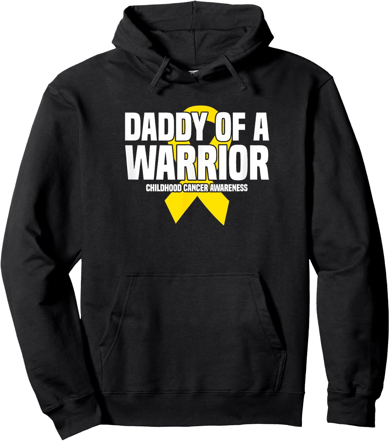 Daddy of a Warrior Yellow Ribbon Childhood Cancer Awareness Hoodie - Hoodie | Black