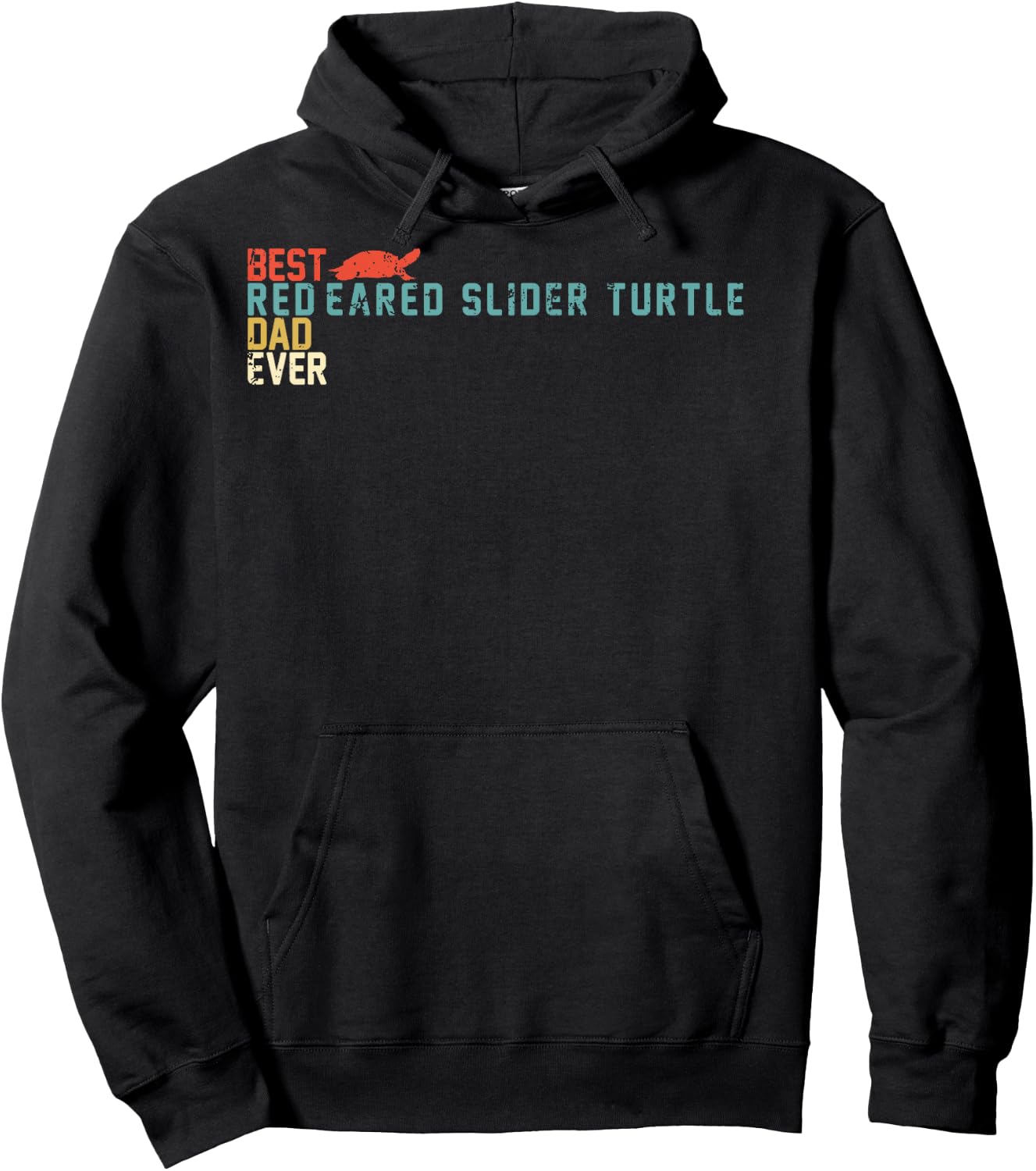 Best RED-EARED SLIDER TURTLE Dad Ever Shirt, Retro Vintage Hoodie - Hoodie | Black
