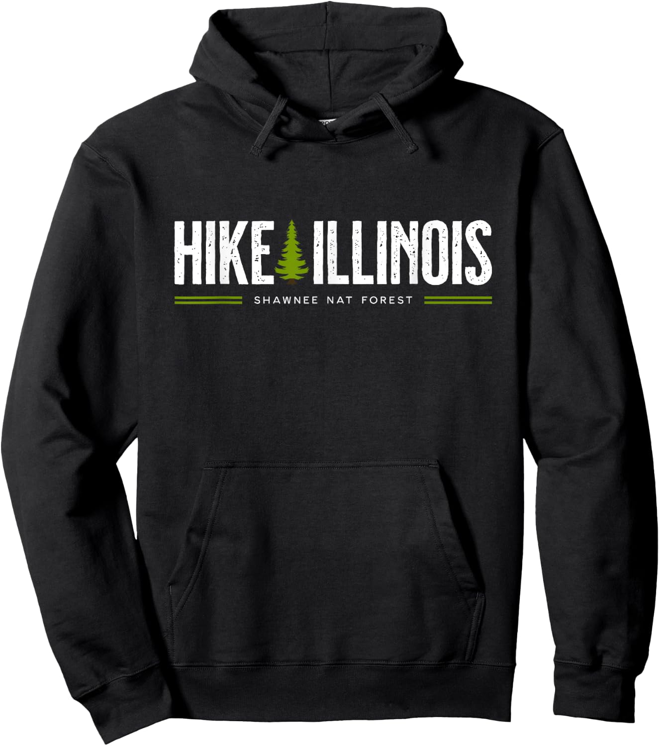 Illinois IL Shawnee National Forest Hike Tree Retro Graphic Hoodie - Hoodie | Black