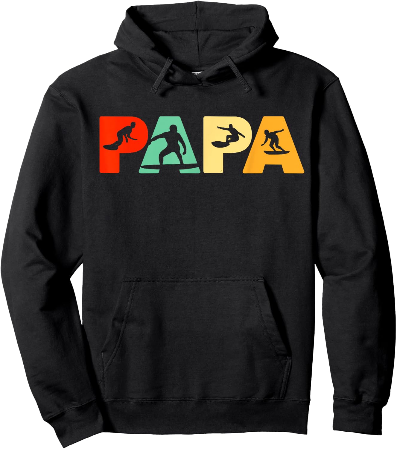 Surf Dad, Retro Dad Surf Father Gift Hoodie - Hoodie | Black