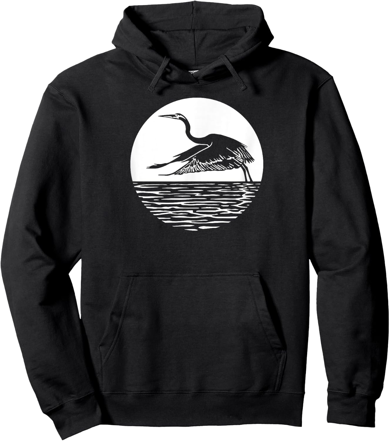 Great Graceful Blue Heron Flying in front of Sun Hoodie - Hoodie | Black
