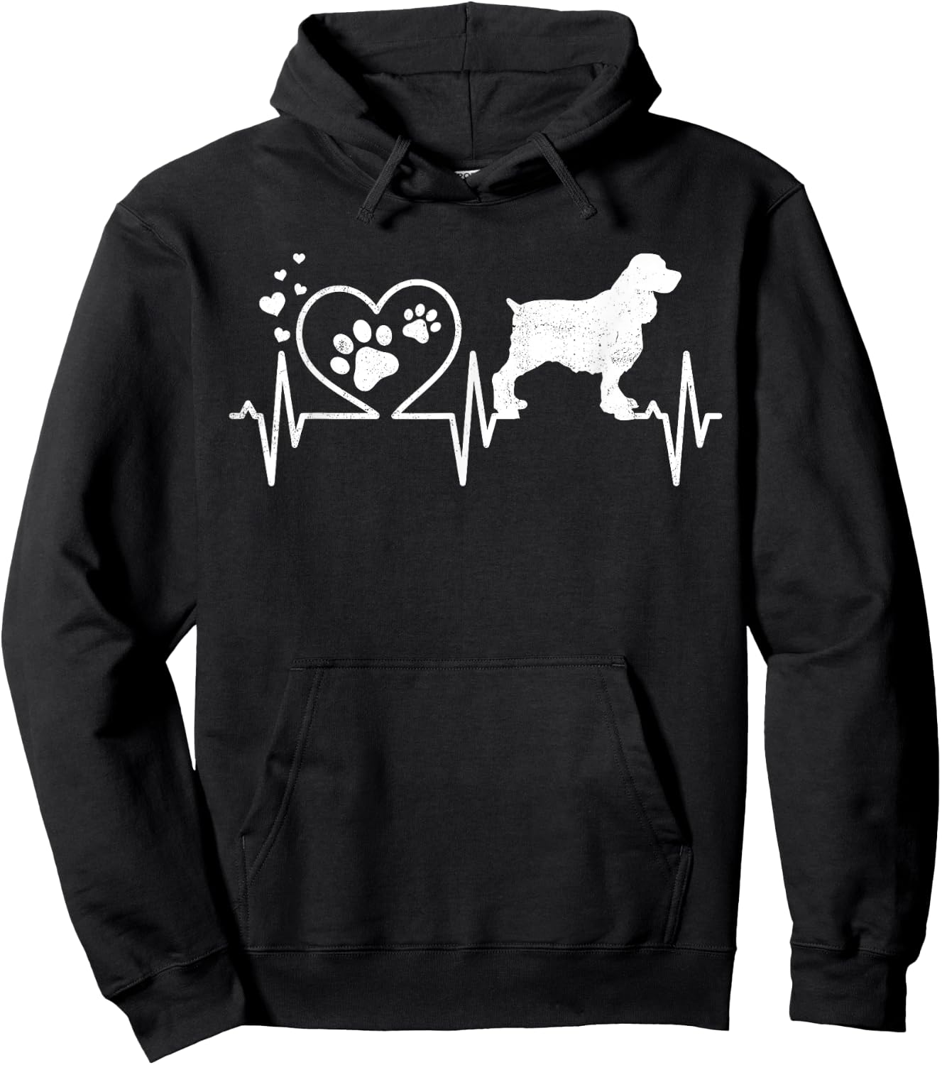 English Springer Spaniel Mom Mama Dad Heartbeat Heart Gift Hoodie - Hoodie | Black