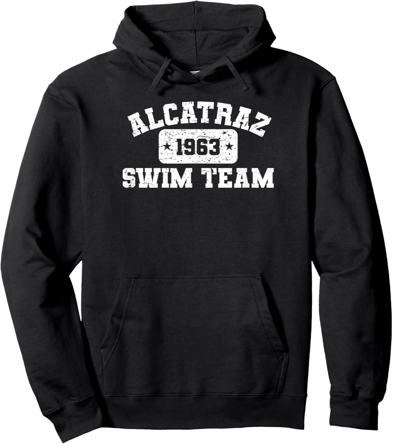 Alcatraz Swim Team - Vintage Athletic Distressed Hoodie - Hoodie | Black
