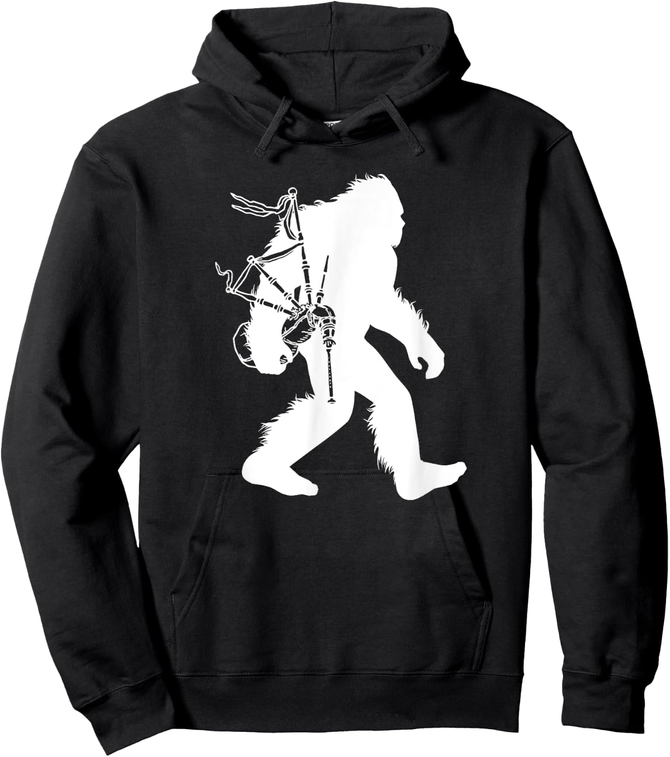 Bigfoot Bagpipes Irish Cryptid Scottish Sasquatch Bagpiper Hoodie - Hoodie | Black