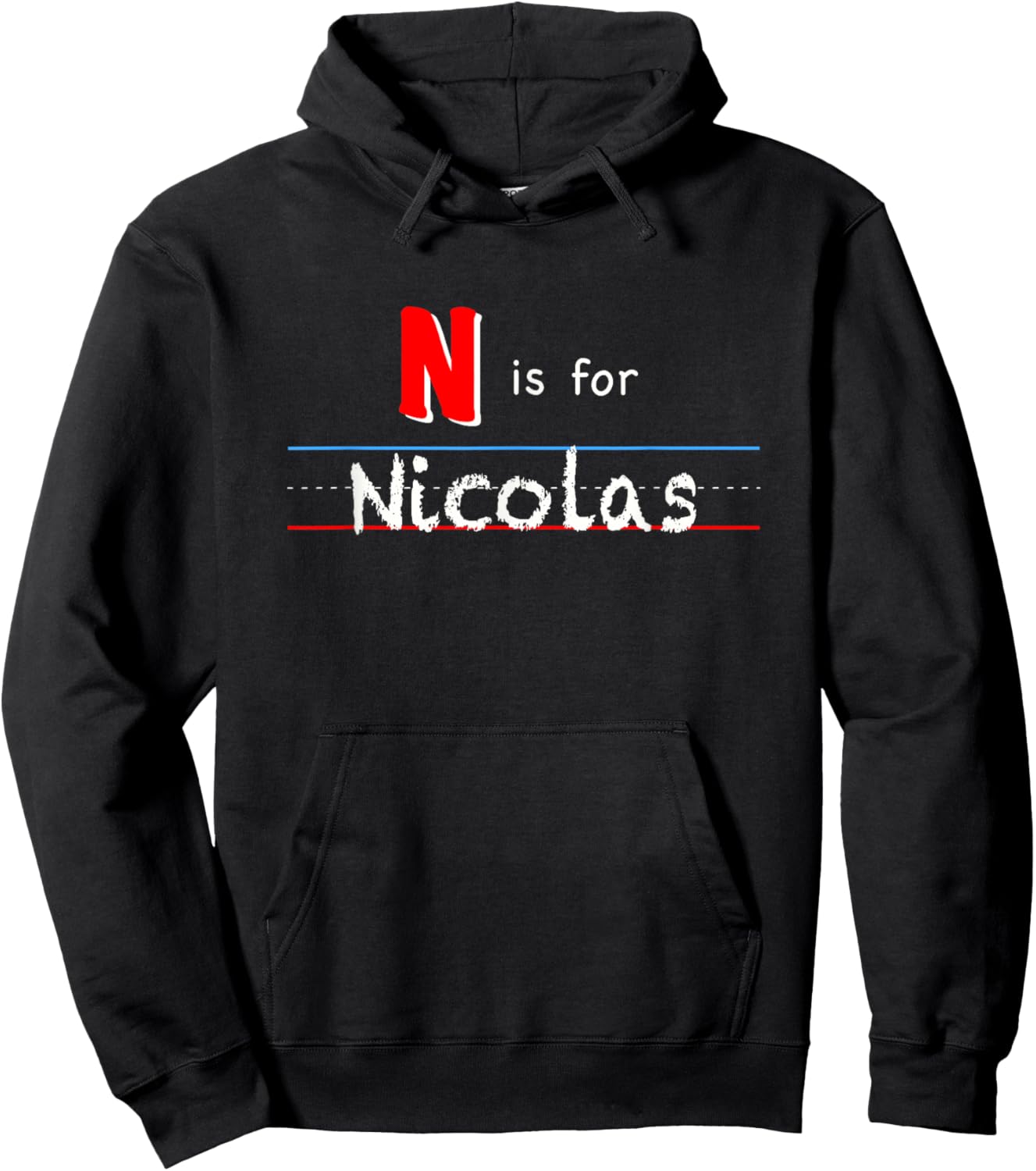 N Is For Nicolas, boys custom personalized name kids school Hoodie - Hoodie | Black