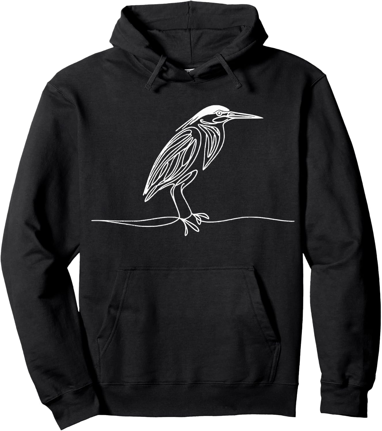 Line Art Bird Ornithologist Green Heron Hoodie - Hoodie | Black