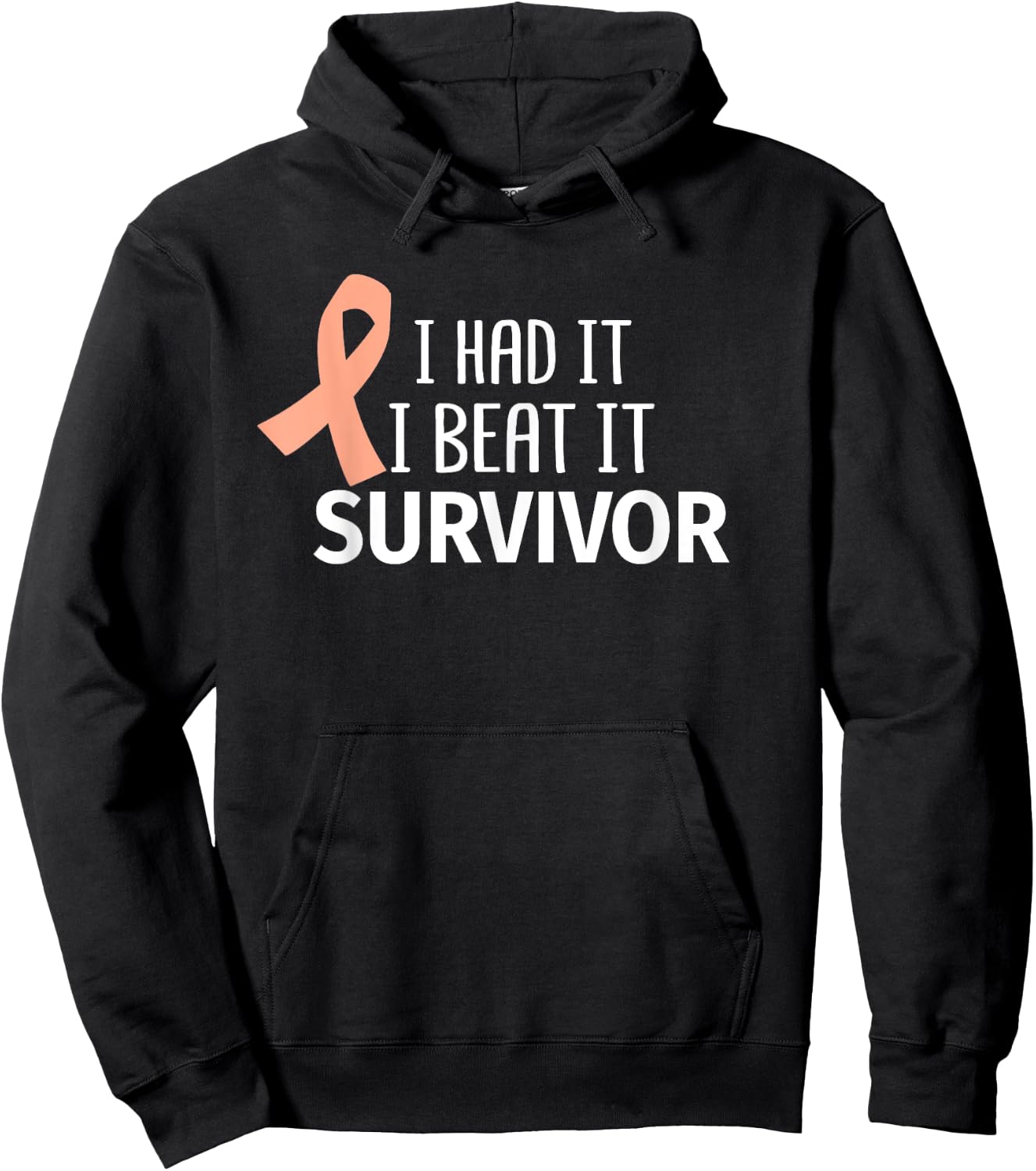 Uterine Cancer I Had It I Beat It Survivor Peach Ribbon Gift Hoodie - Hoodie | Black