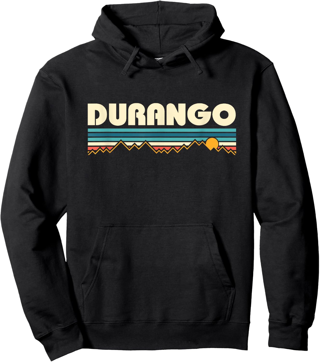 Retro Durango Colorado Mountain Sunset Hoodie - Hoodie | Black