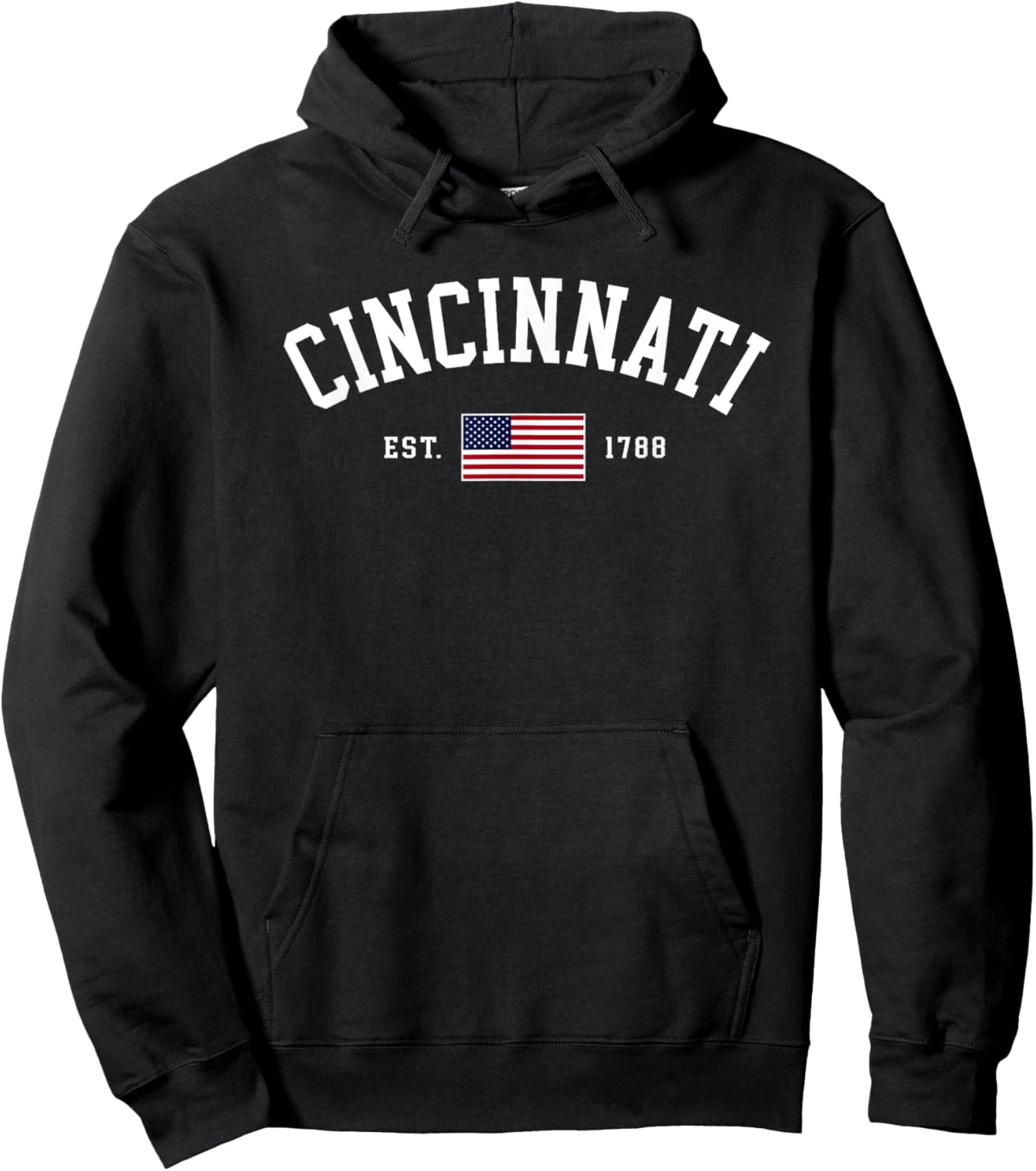 Vintage Cincinnati Ohio July 4th US Flag Retro Souvenir Hoodie - Hoodie | Black