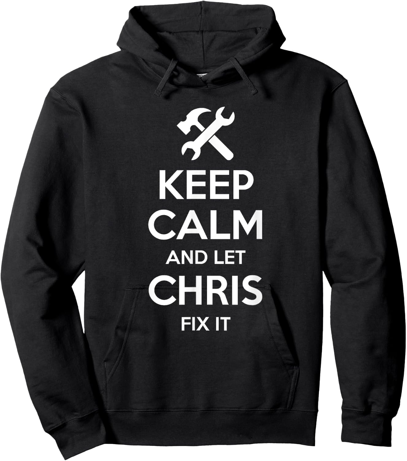 Custom Christmas Fathers Day Engineer Name CHRIS Fix Quote Funny Birthday Personalized Name Gift Hoodie - Hoodie | Black