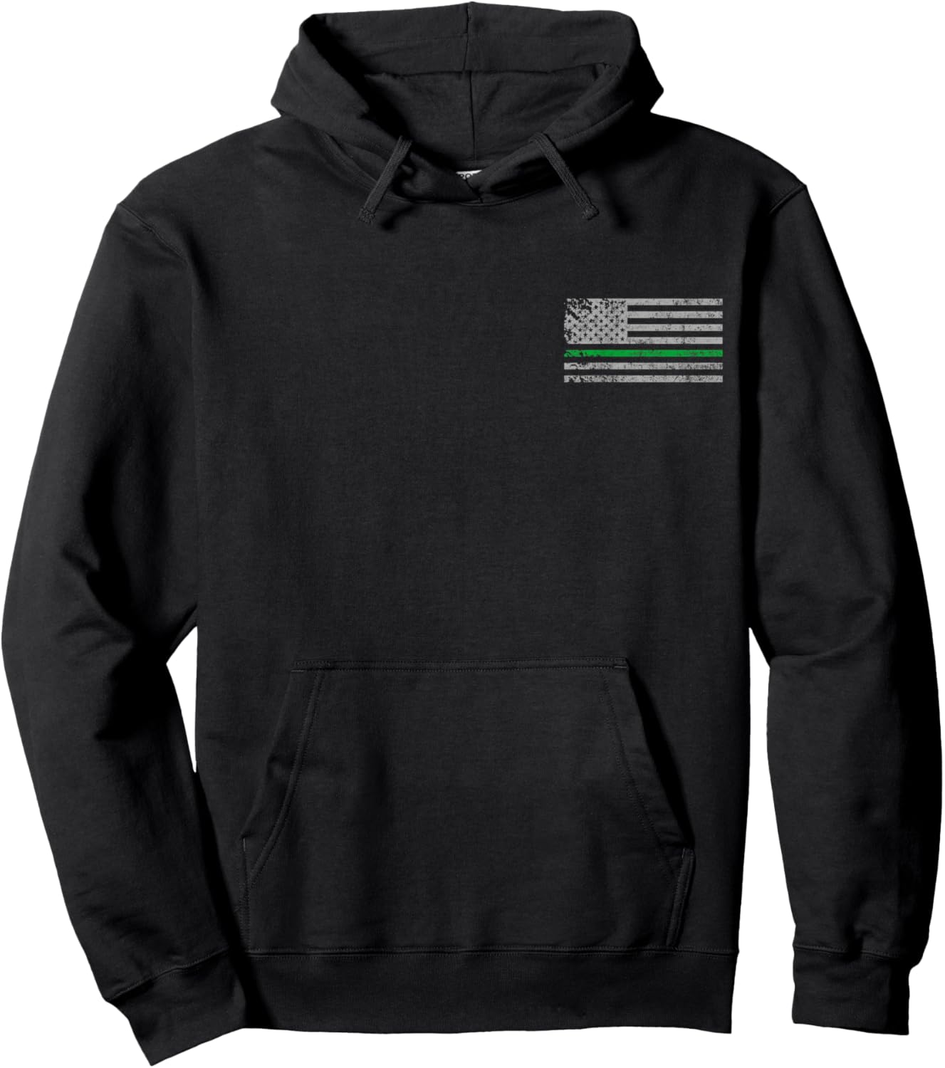 Thin Green Line American Patriotic USA Flag Men Women Hoodie - Hoodie | Black