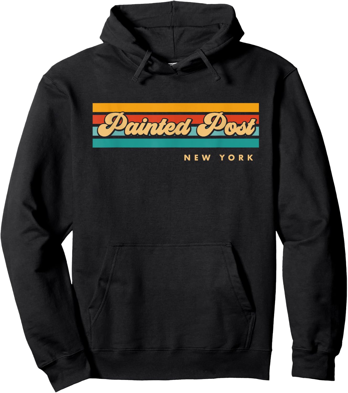 Vintage Sunset Stripes Painted Post, New York Hoodie - Hoodie | Black