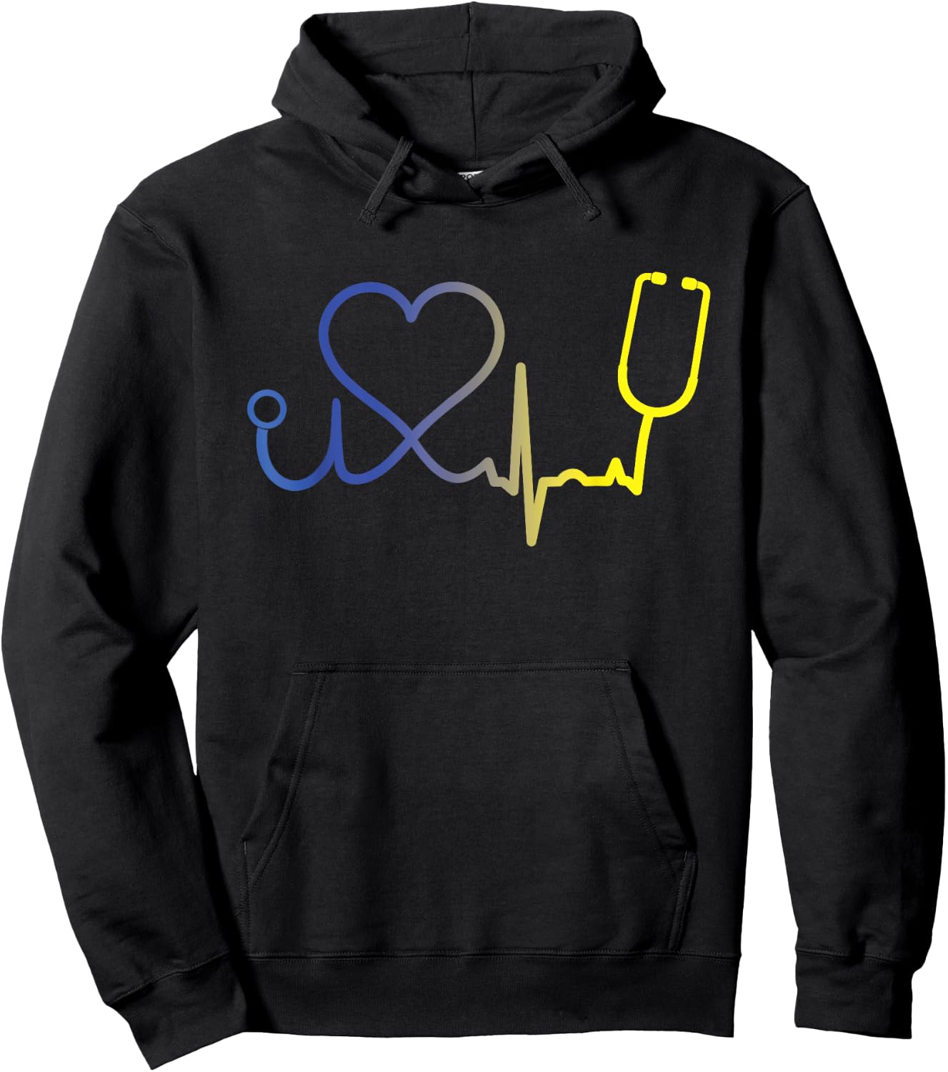 Heartbeat Down Syndrome Awareness Nurse Heart Hoodie - Hoodie | Black