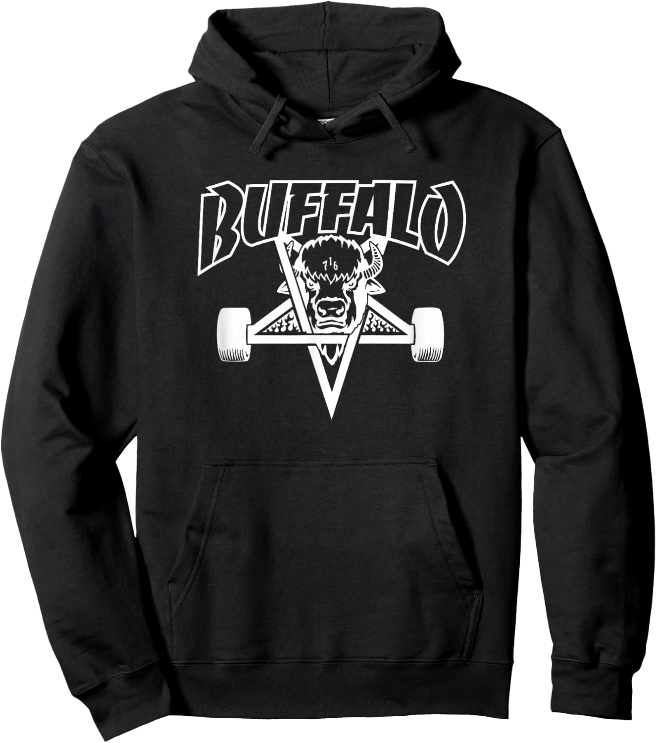 BUFFALO NY bison head New York 716 BFLO sk8 pentagram rock Hoodie - Hoodie | Black