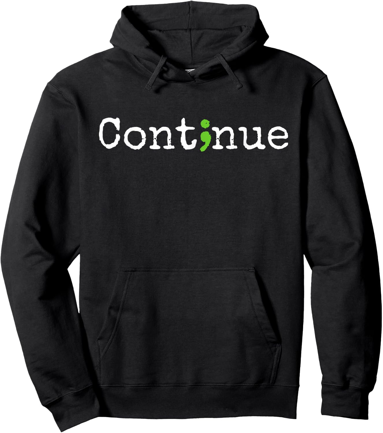 Continue Green Semicolon Mental Health Awareness Month Hoodie - Hoodie | Black