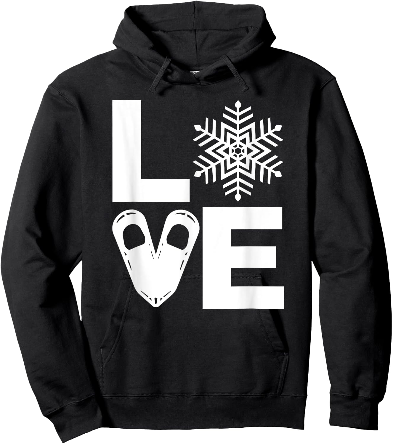 Snowshoe Lover, Snowshoeing Gift, the word LOVE Hoodie - Hoodie | Black