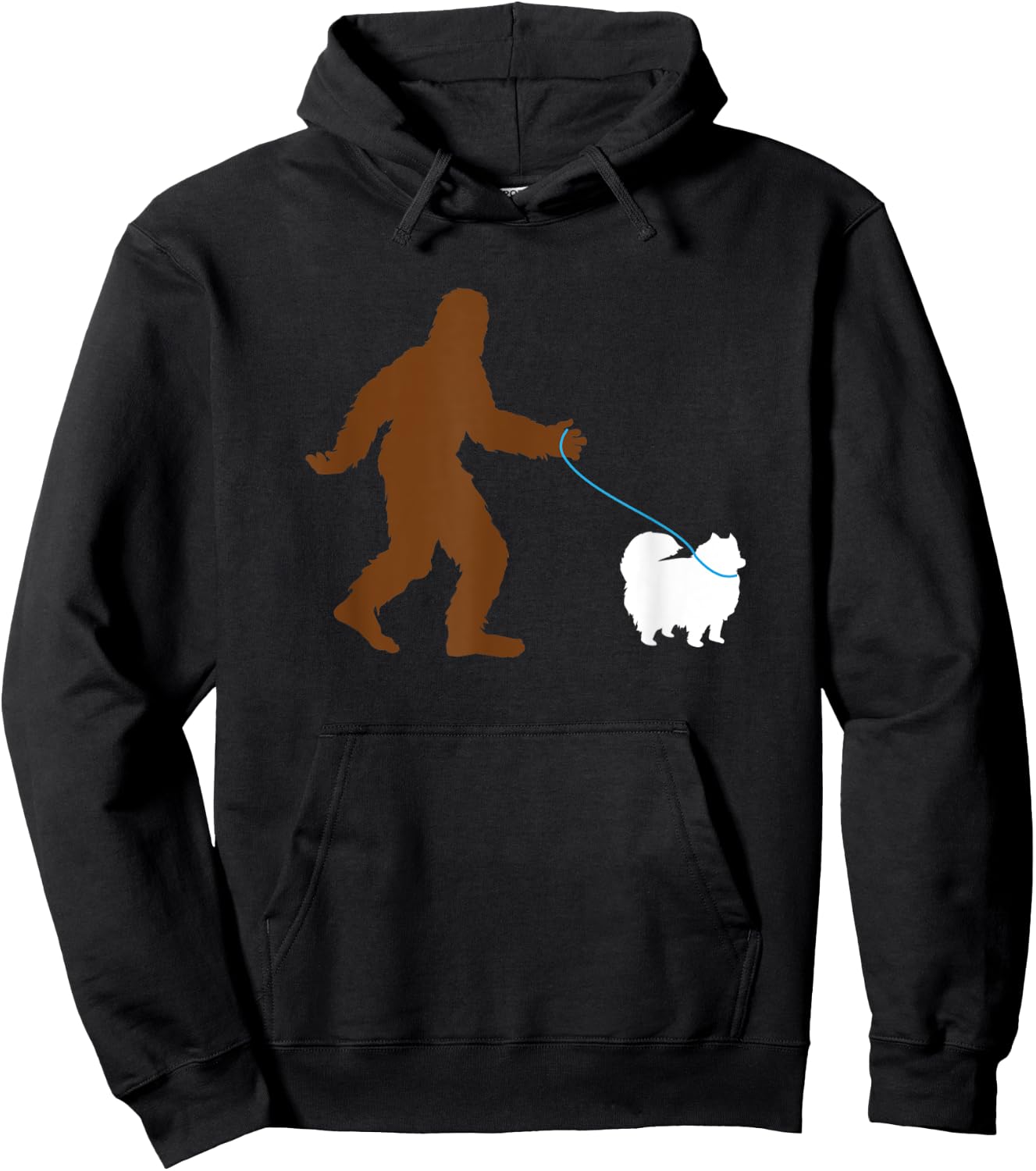 Bigfoot Walking Pomeranian Dog Gift Sasquatch Pet Owner Cute Hoodie - Hoodie | Black