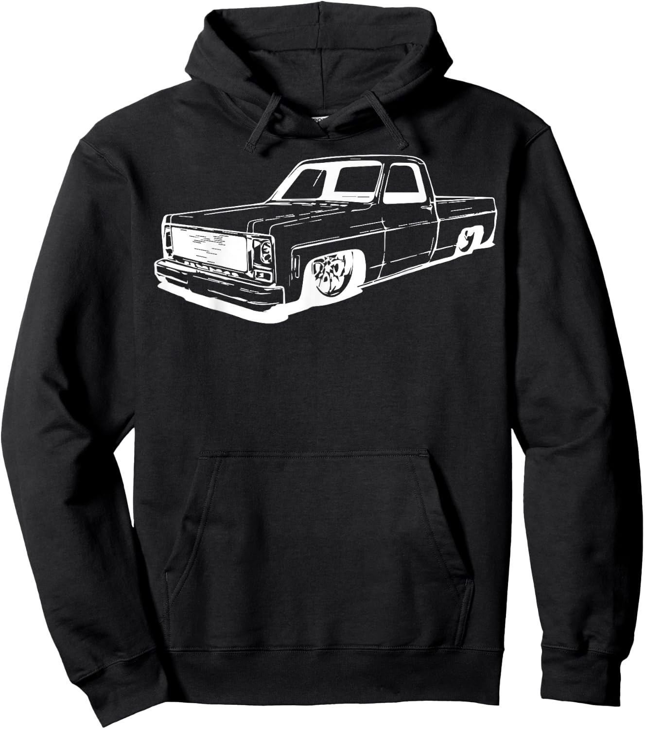 Vintage 73-87 Mini C10 Truck Slammed Graphic Dad Gag Father Hoodie - Hoodie | Black