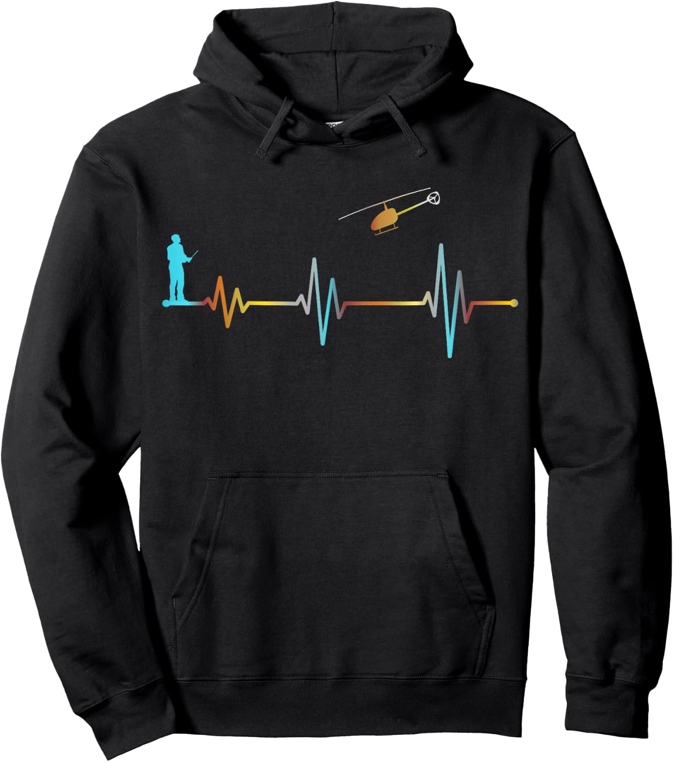 Heartbeat RC Helicopter Heartbeat Helicopter Retro Vintage Hoodie - Hoodie | Black