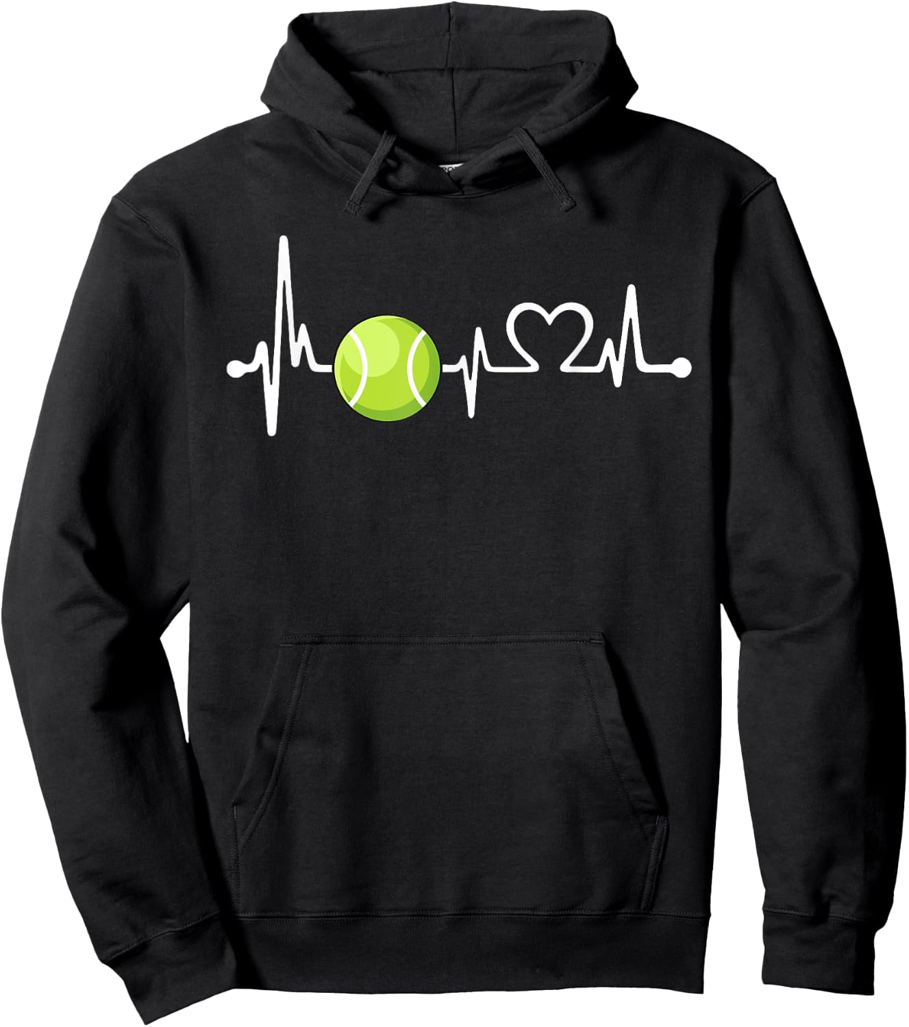 Funny Tennis Coach & Player Gift | Love Tennis Heartbeat Hoodie - Hoodie | Black