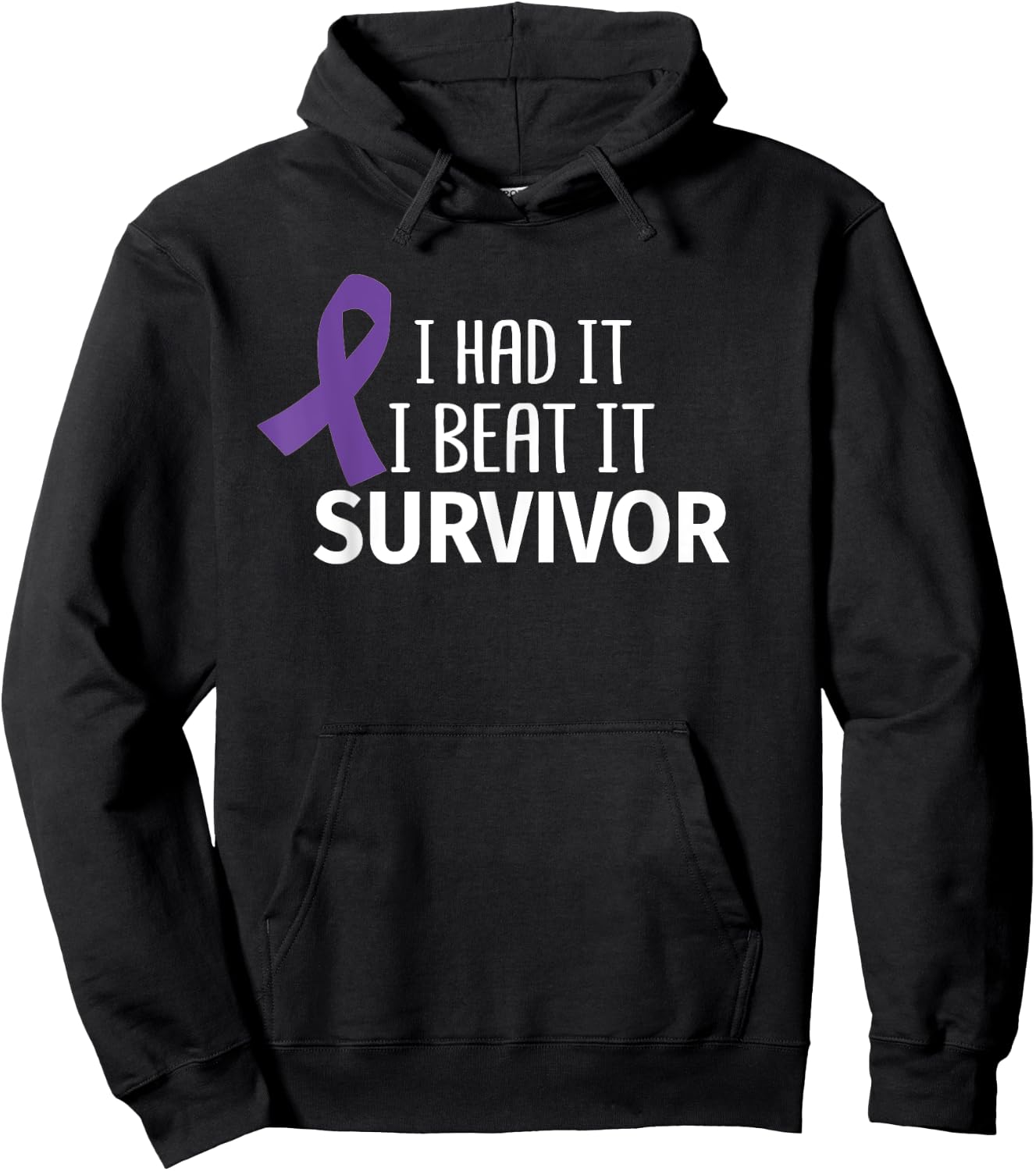 Pancreatic Cancer I Had It I Beat It Survivor Purple Ribbon Hoodie - Hoodie | Black