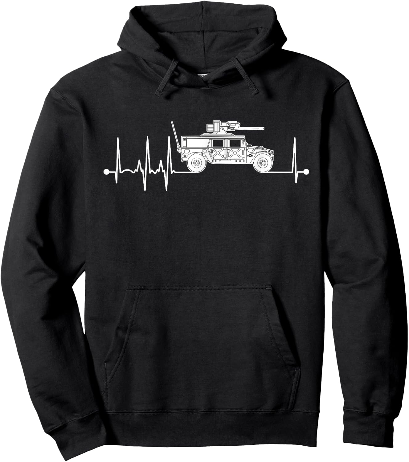 Humvee Heartbeat Military Pulse ECG Humvee Hoodie - Hoodie | Black
