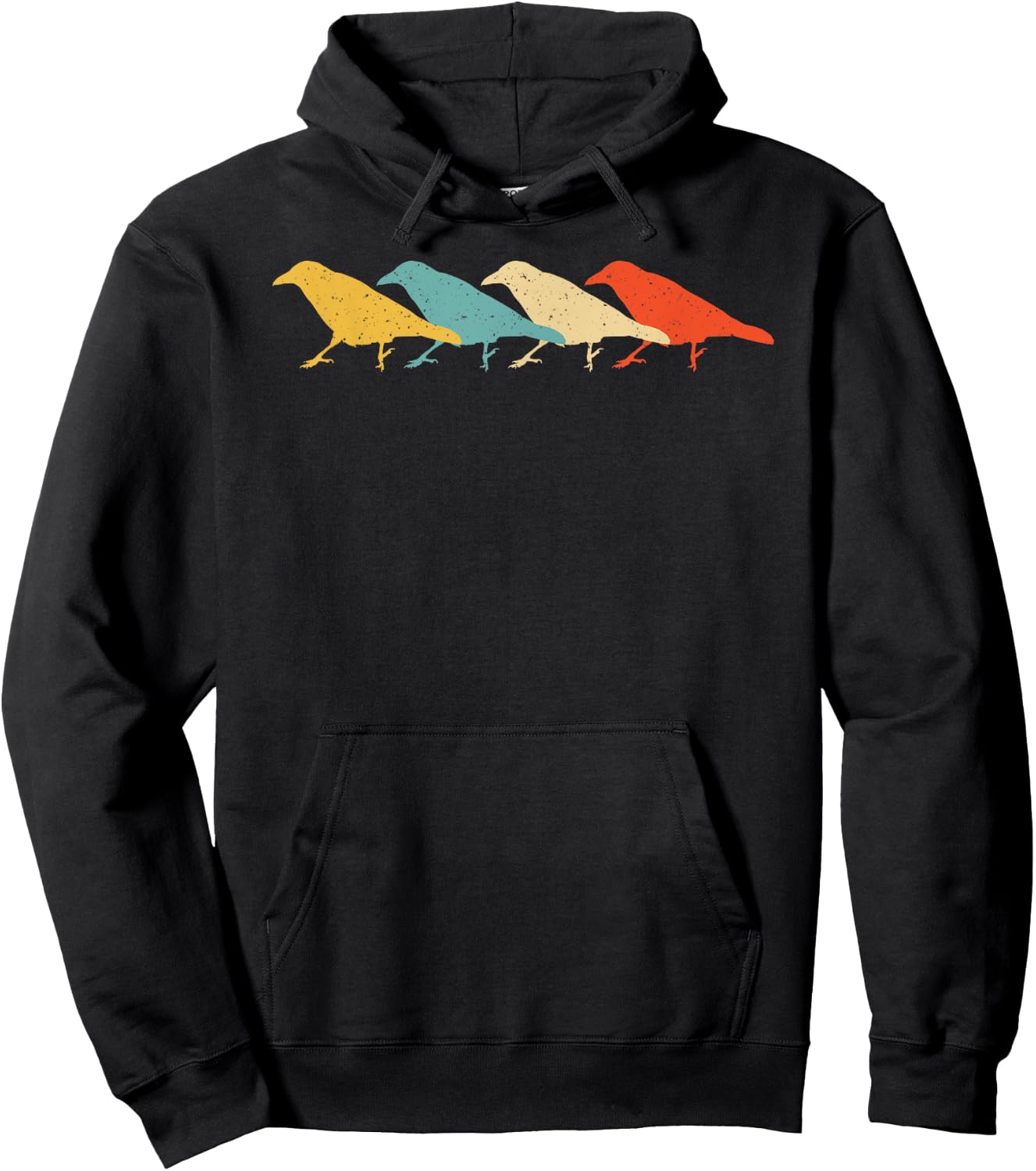 Crow Vintage Retro Raven Bird Lover 60s 70s Gift Hoodie - Hoodie | Black